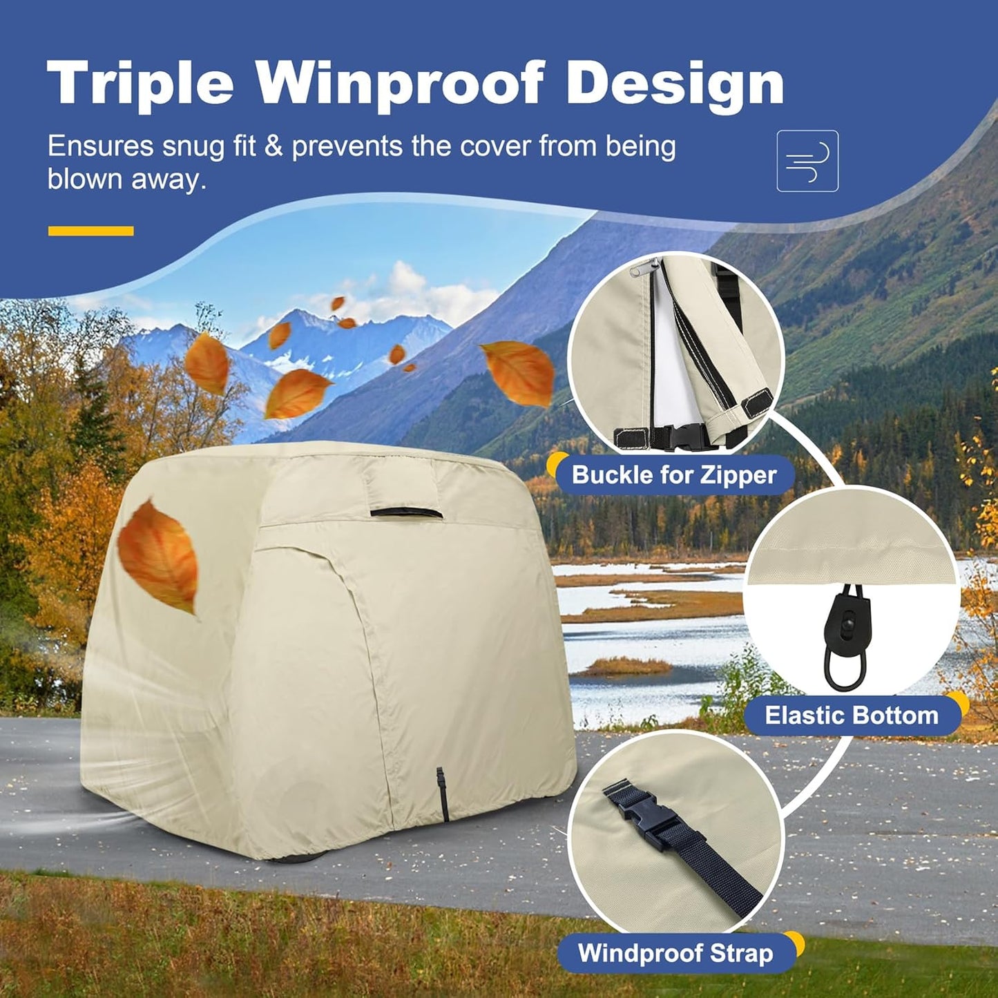 Explore Land Waterproof Golf Cart Cover Universal Fits for Most Brand 2/4/6 Passenger Car