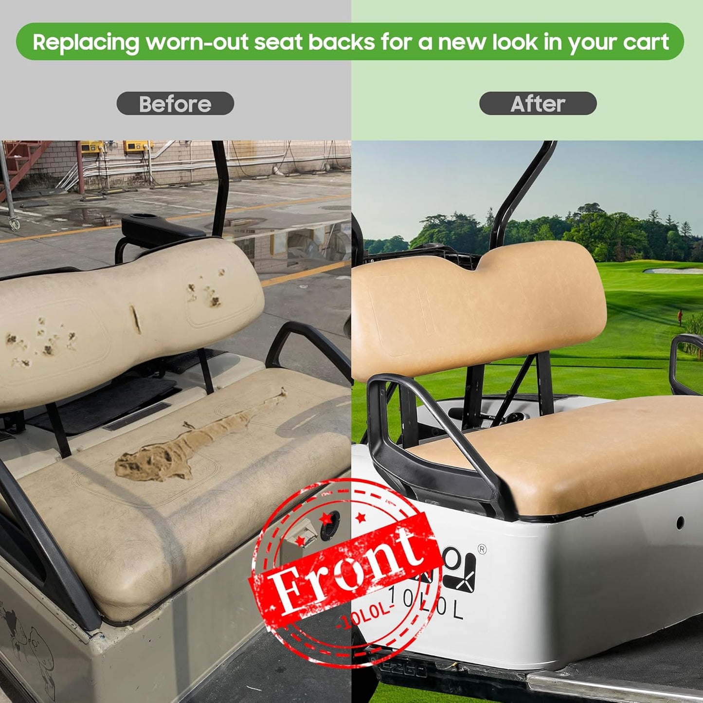 10L0L Golf Cart Front Seat Assembly for EZGO TXT 1994-2013, Factory Style Seat Bottom Cushions & Seat Back Replacement Kit