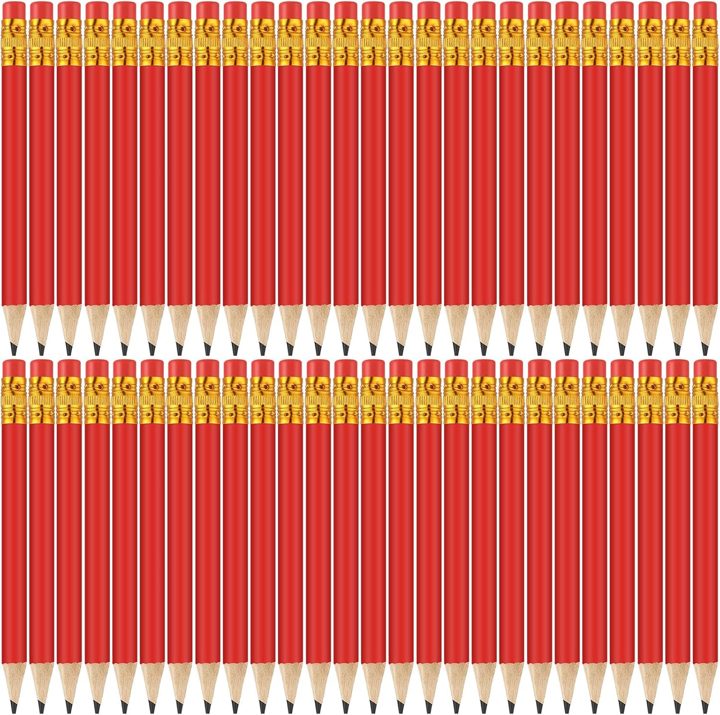50 Pcs 4 Inch Mini Golf Pencils with Erasers Bulk Pack of Wooden Pencils for Parties Weddings School and Offices (Red)