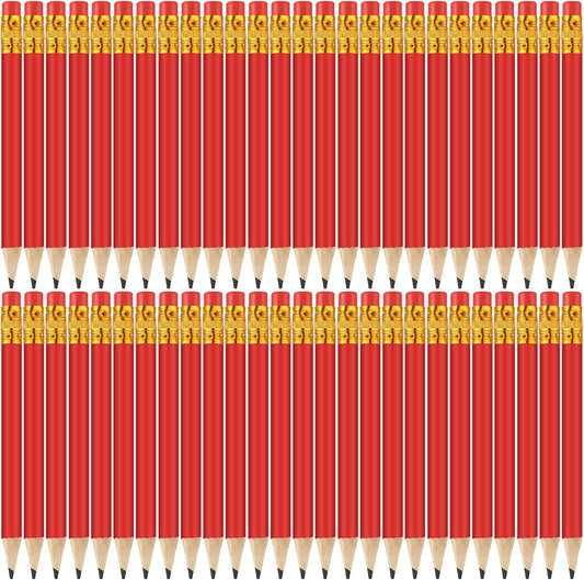 50 Pcs 4 Inch Mini Golf Pencils with Erasers Bulk Pack of Wooden Pencils for Parties Weddings School and Offices (Red)