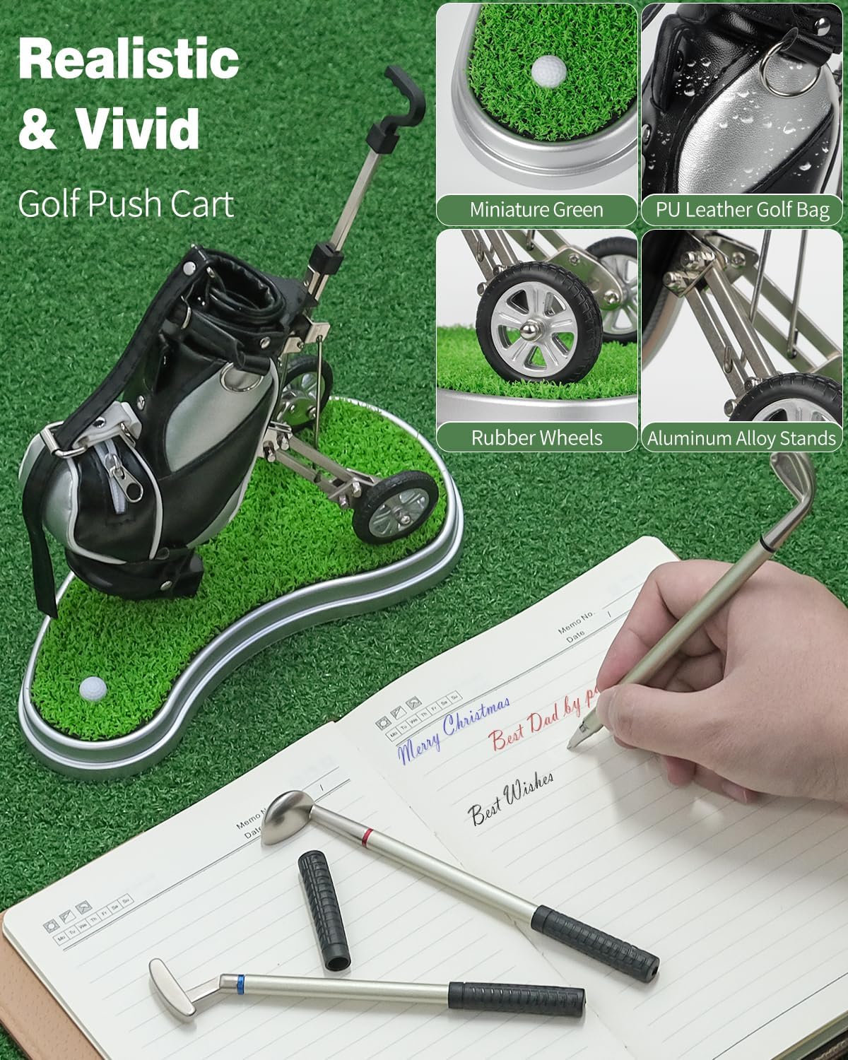 GreenHaven Golf Pen Holder Golf Gifts for Men Office Desk Decor Accessories Unique Christmas Stocking Stuffers Funny Birthday Gift for Men Women Adults Golfers Dad Boss Coworker Boyfriend