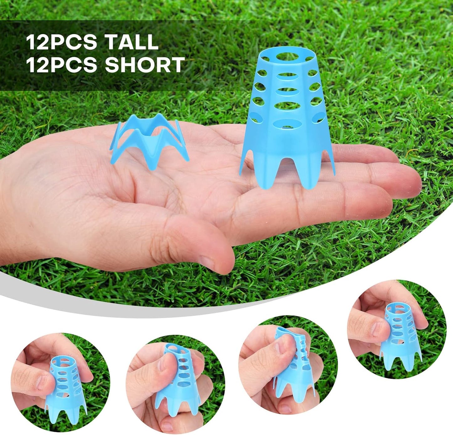 Golf Simulator tees, 24Pcs Plastic Golf Mat Tees for Home, Outdoor or Indoor Golf Tees for Training, Practice Golf tees for Winter Turf and Driving Range, Pack of 12 Tall & 12 Small