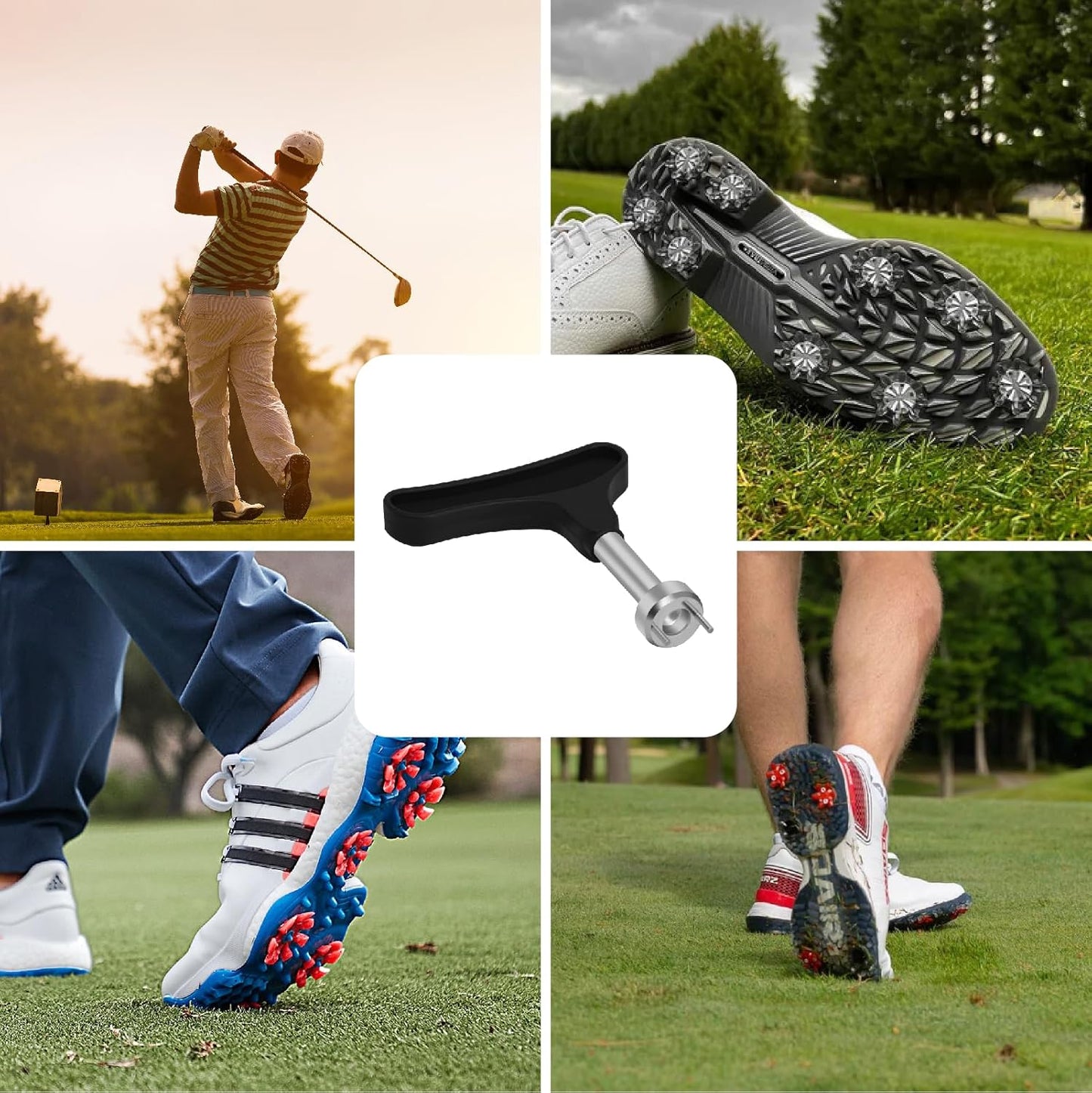 Professional Golf Spike Removal Tool - Sturdy Two Pin Universal Golf Shoe Spike Cleat Wrench