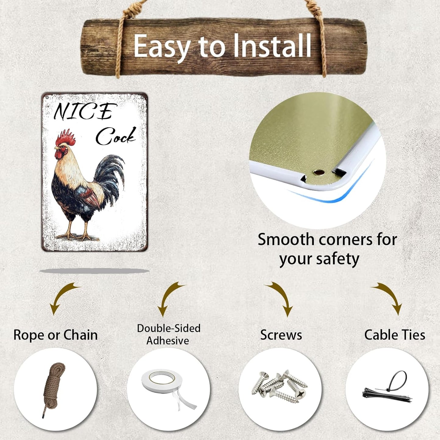 Nice Cock Metal Tin Sign 12x8 Inch Farmhourse Chicken Poster Chicken Tin Sign Home Kitchen Garden Bar Pub Restaurant Are Wall Decor