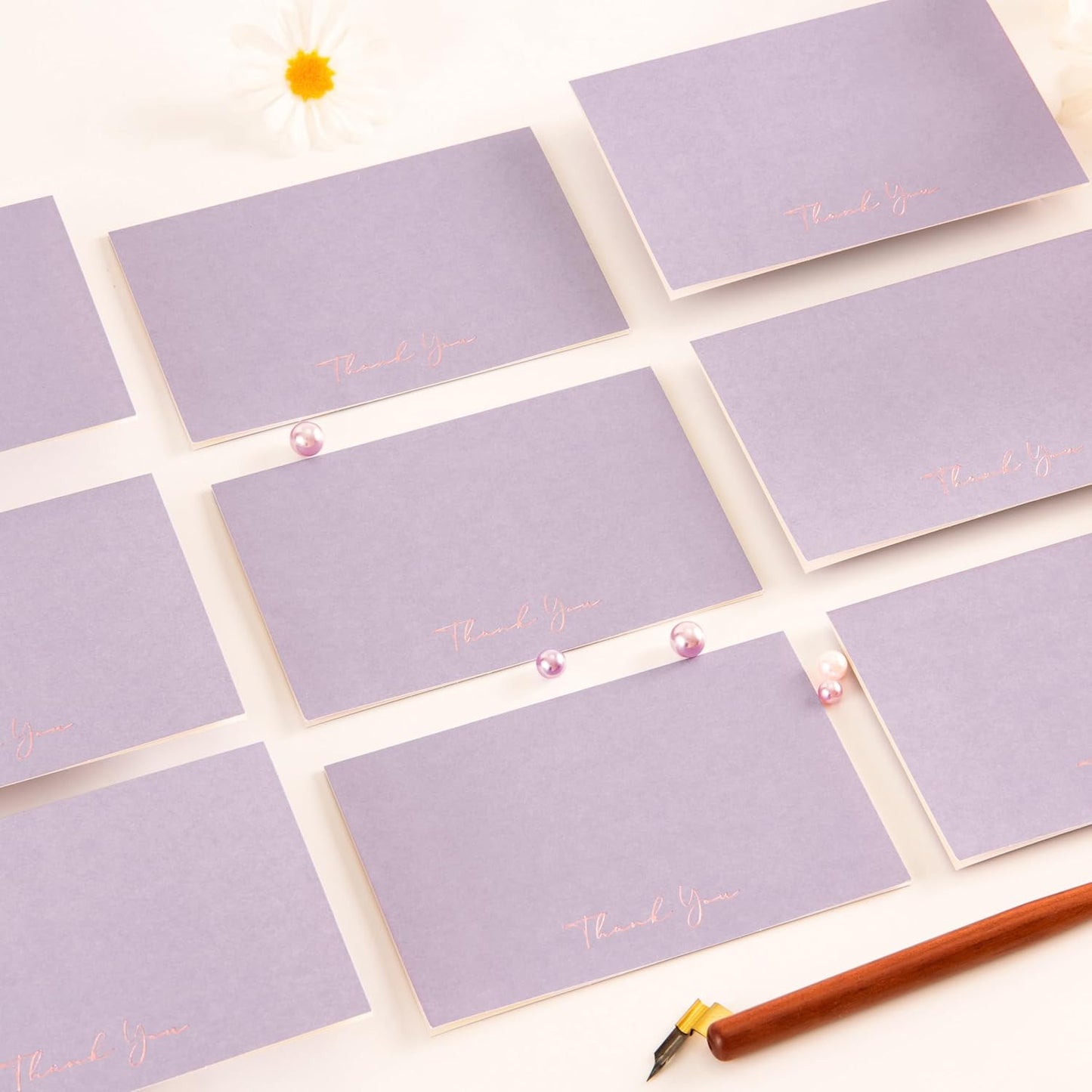 Crisky Purple Thank You Cards with Envelopes & Stickers， 50 Pack Lavender Bridal Shower Graduation Thank You Cards Small Business, Wedding Baby Shower Birthday Funeral Notes Bulk