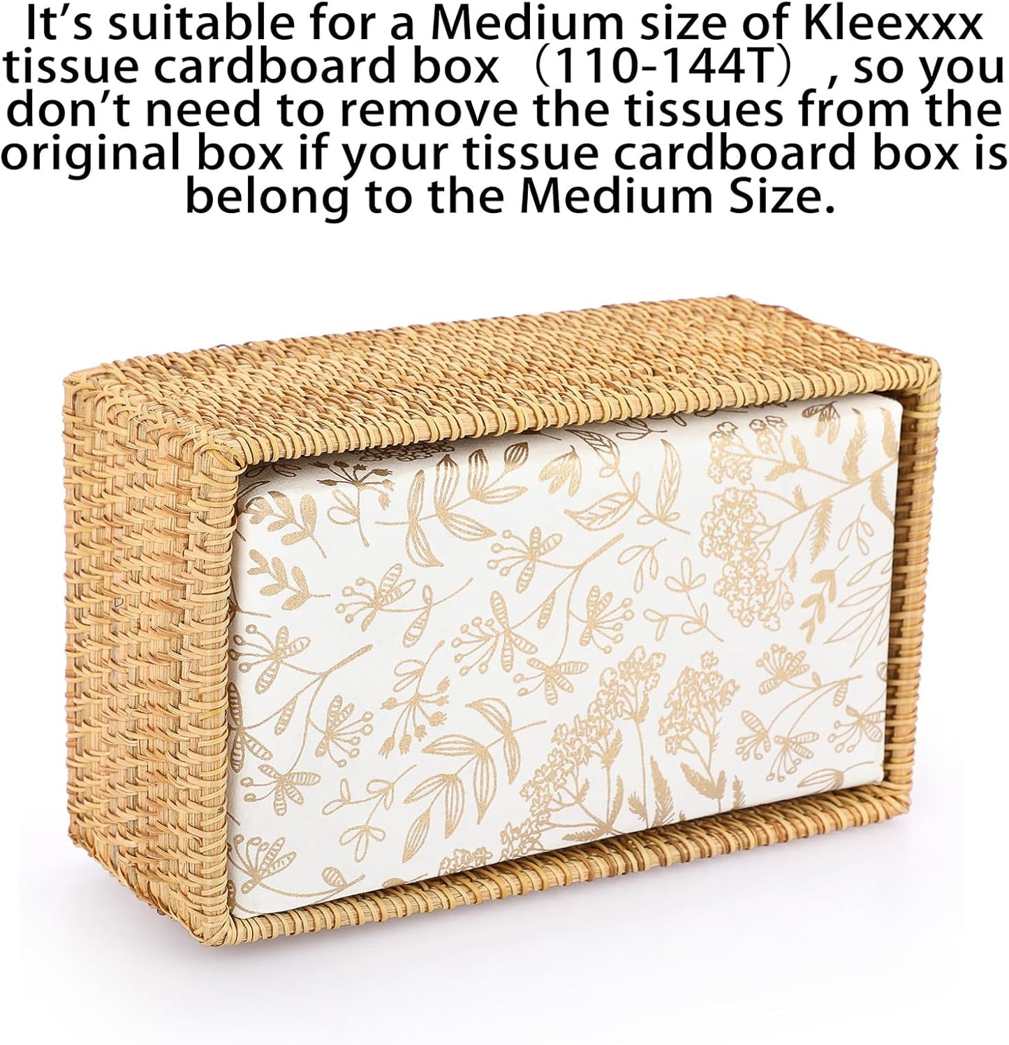 Sumnacon Tissue Box Cover Rectangle Tissue Box Rattan Tissue Box Holder,Wicker Decorative Tissue Holder for Bathroom Toilet Living Room Kitchen Office Table Desk, Yellow
