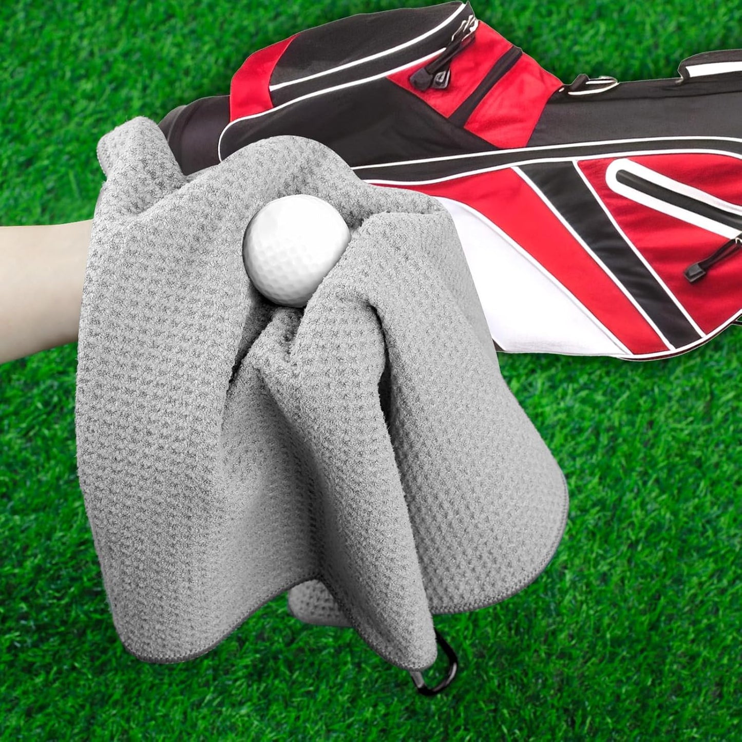 3 Pack 16" X 16" Golf Towels for Golf Bags for Men, Premium Waffle-Pattern Golf Towel with Carabiner Clip, Super Absorbent Microfiber Towel, Golf Accessories for Men, 3 Stain-Resistant Colors