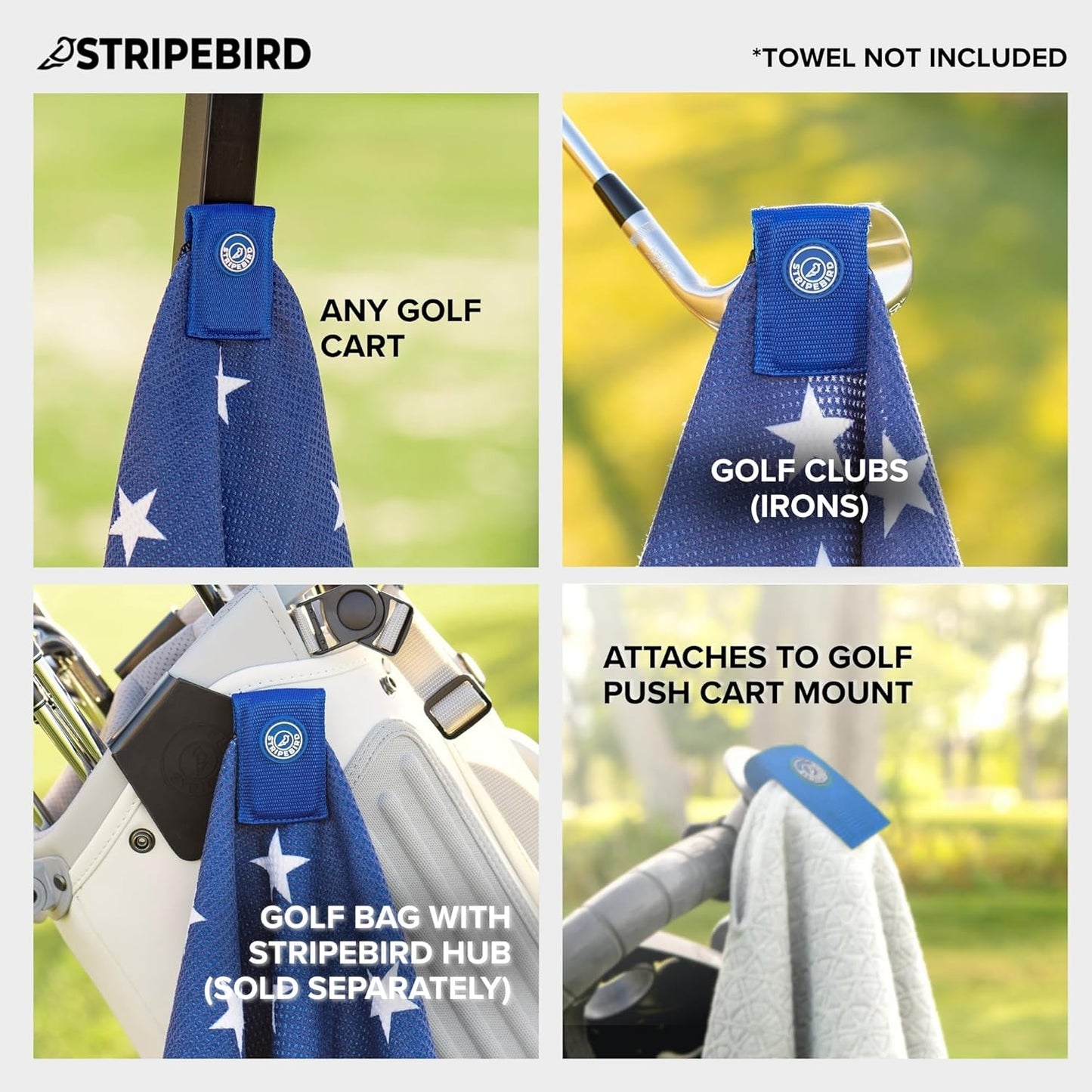 Stripebird - Magnetic Clip for Any Towel (Blue) - Highest Strength Magnet for Magnetic Golf Towel - Removable from Towels - Magnetic Golf Towel Clip - Magnetic Golf Towels for Men