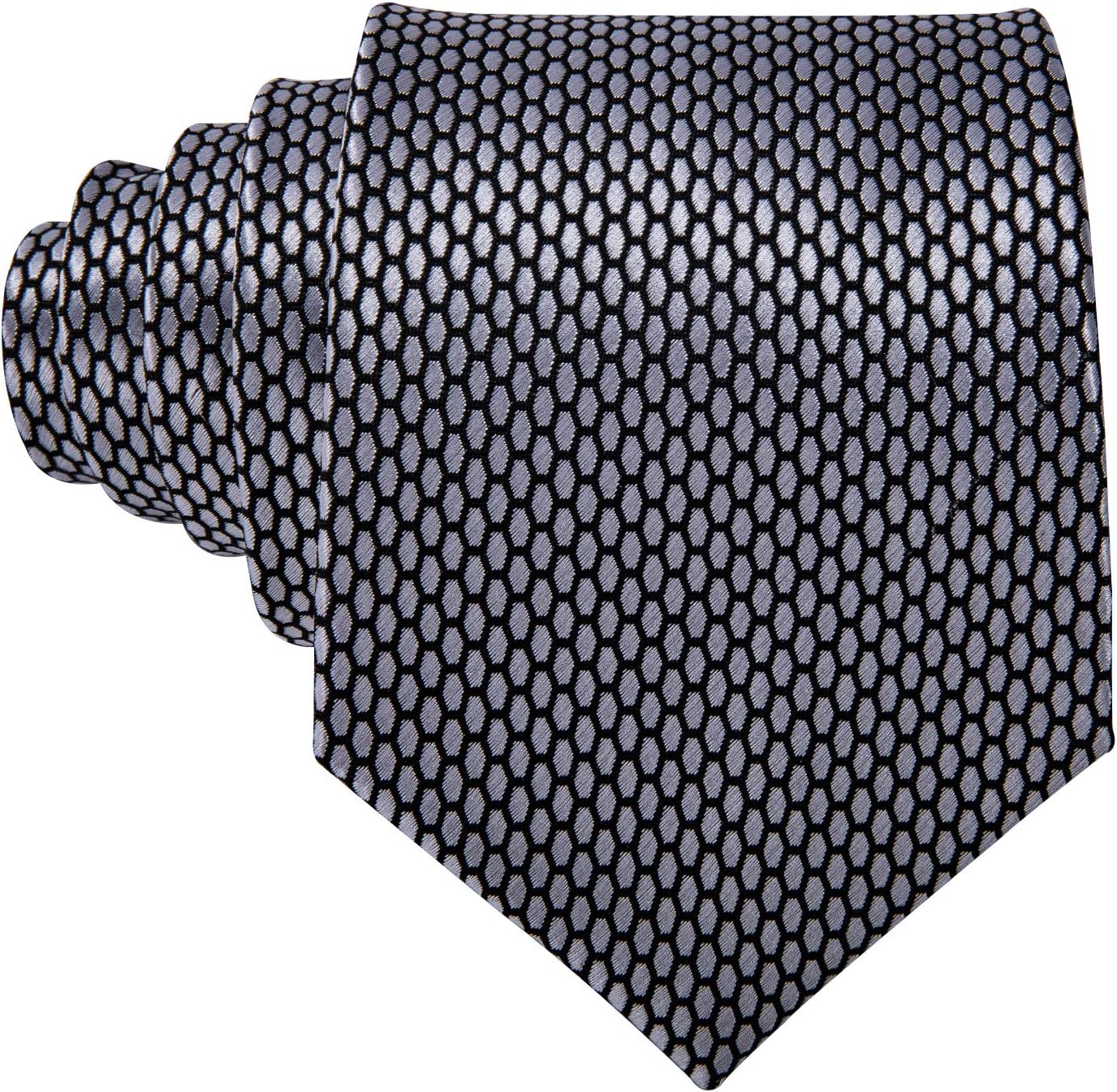 Barry.Wang Designer Classic Ties for Men Set Formal Pocket Square Cufflink Check Plaid