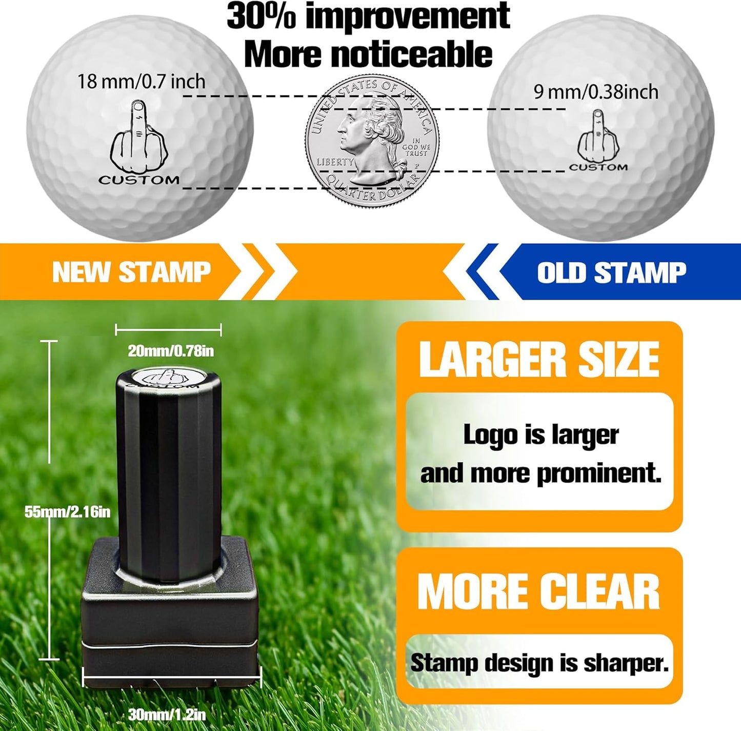 ONFAON Custom Golf Ball Stamp, Personalized Name Golf Ball Marker Stamp with Monogram Logo, Reusable Inking Customized Golf Stamper Accessories Gifts for Golfers