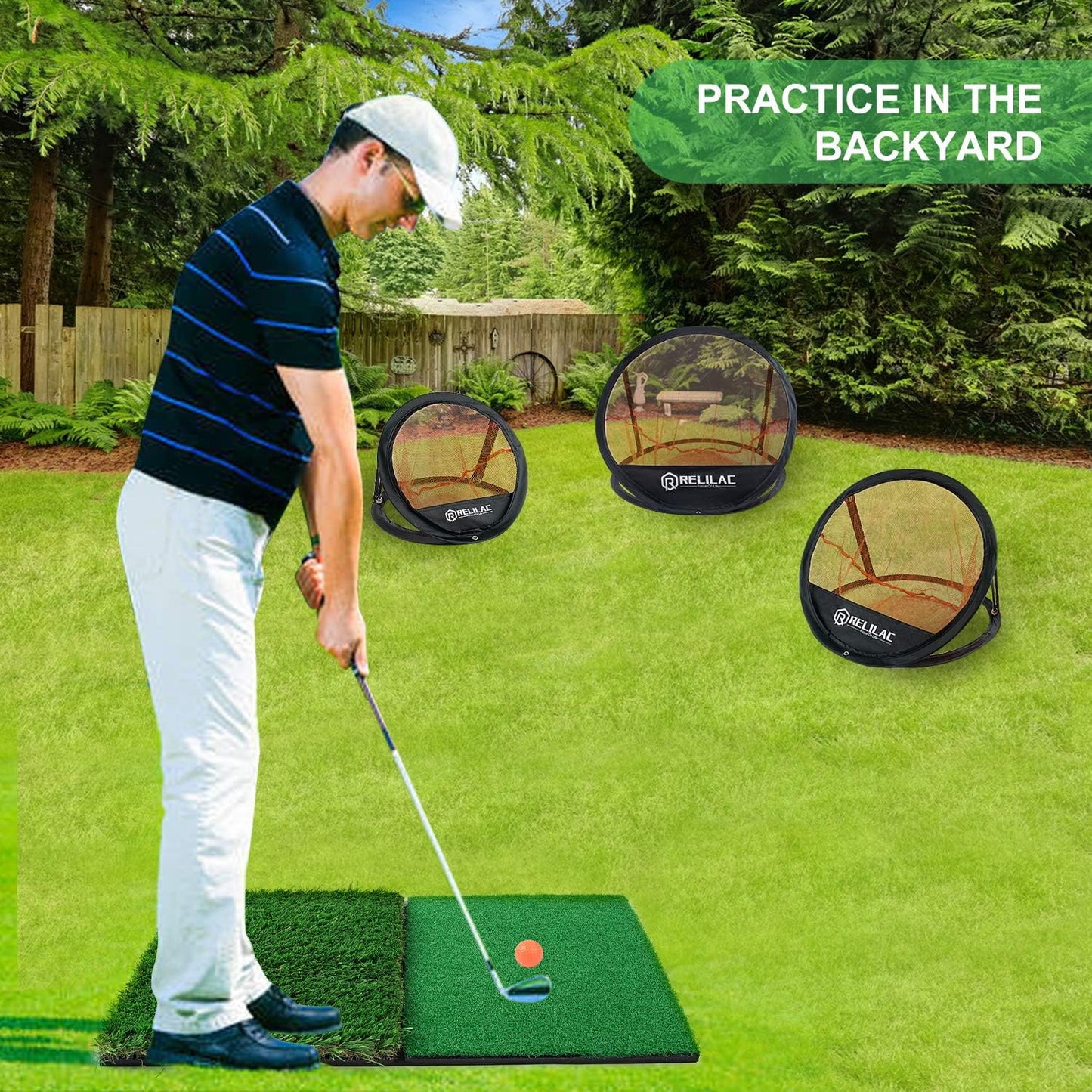 Pop Up Golf Chipping Practice Net Set - Indoor/Outdoor Golfing Target Accessories for Golf Practice - Improve Your Short Game - Gifts for Men, Dad, Mom, Husband, Women, Kid, Golfers