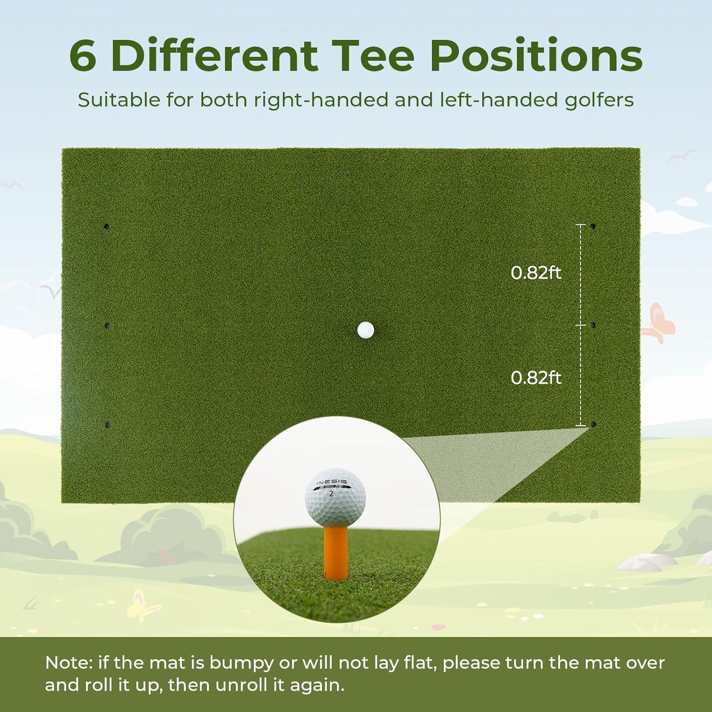 Goplus Golf Mat, 5x3ft/5x4ft Golf Hitting Mat 20/25/27/32mm Thick w/2 Alignment Sticks & 2 Golf Tees, Portable Artificial Turf Grass Training Mat Practice for Indoor Outdoor