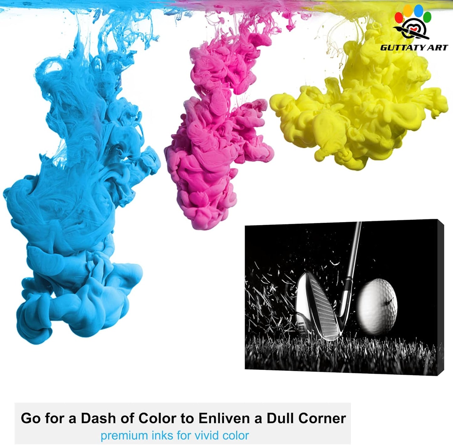 Canvas Wall Art, Play Golf Ball Wall Art Painting Prints for Living Room Wall Decor, Sport Golf Clubs Poster Picture for Bedroom Kitchen Decor, Framed Artwork for Office Home Decoration 28x40 Inches