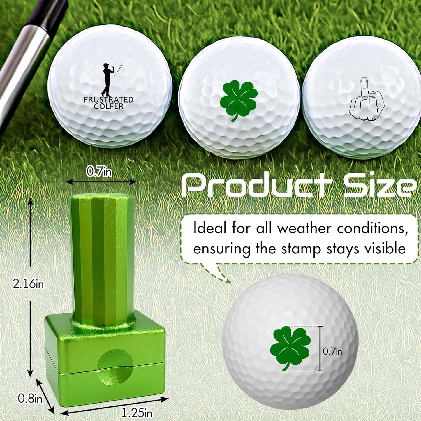 Lihome Golf Ball Stamp Personalized - Durable Waterproof Reusable Ink Stamper, Custom Golf Gift for Men, Dad, Retirement, Father's Day, Birthday & Christmas