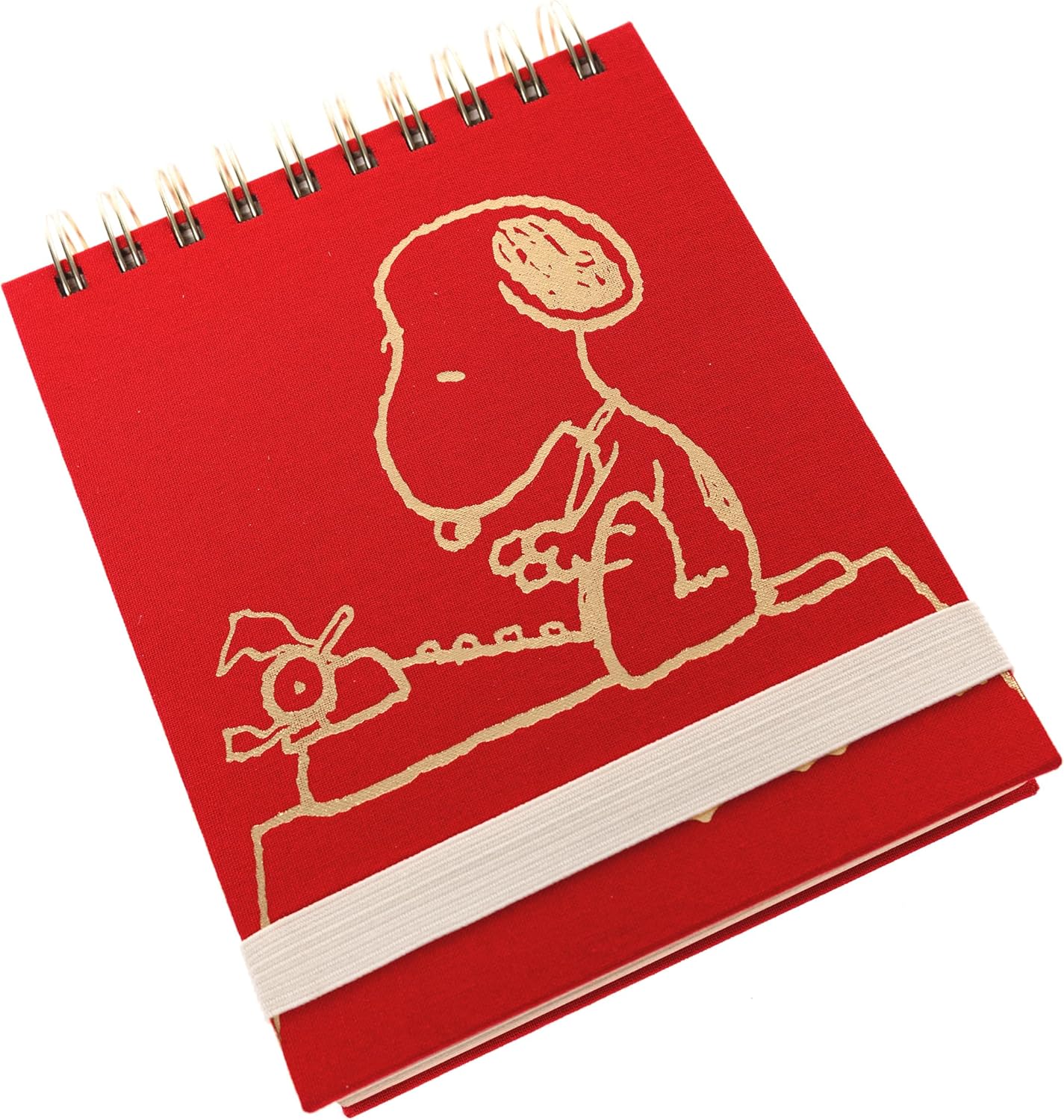 Peanuts Jotter by Graphique Luxe Collection, Fabric-Wrapped Hardcover Spiral Notebook, Gold Foil Embossing, 125 Pages