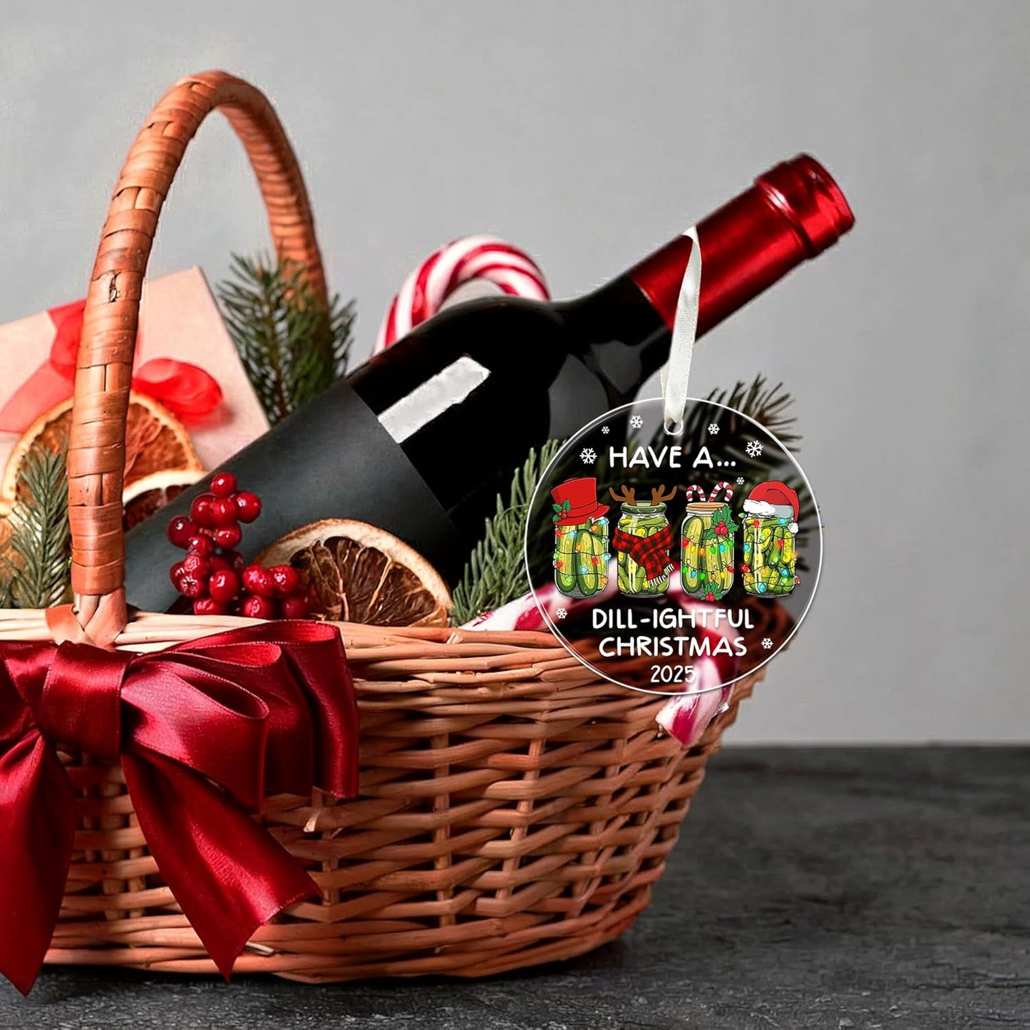 HEXMOZ Christmas Pickle Ornament 2025 - Funny Pickles Gifts for Pickle Lovers, Pickles Themed Gifts for Women Men, Gag Gift Ideas - Acrylic Ornaments for Christmas Tree Decoration