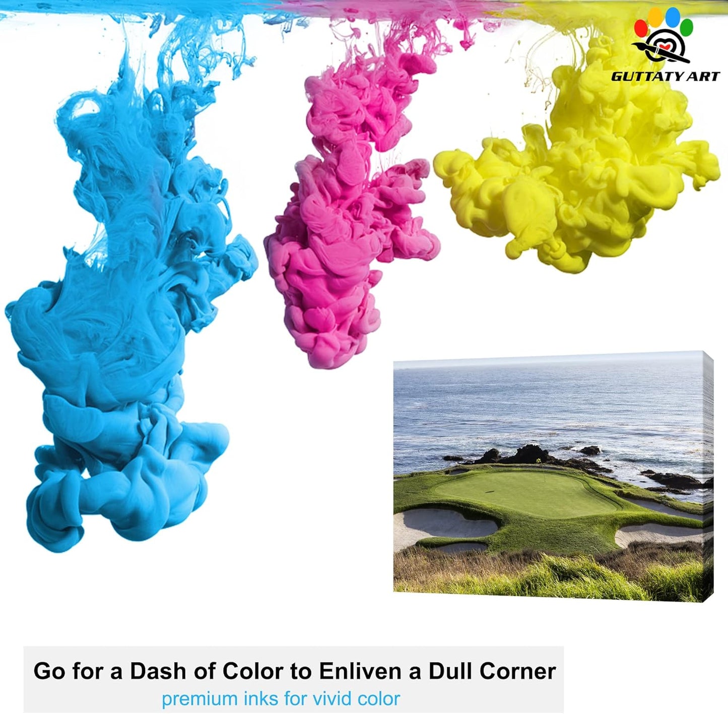 Pebble Beach Golf Course Canvas Wall Art, Modern Pebble Golf Links Picture for Living Room Wall Decor, Golf Poster Prints for Gym Home Decor, Framed Artwork for Office Bathroom Decor 24x36 Inches