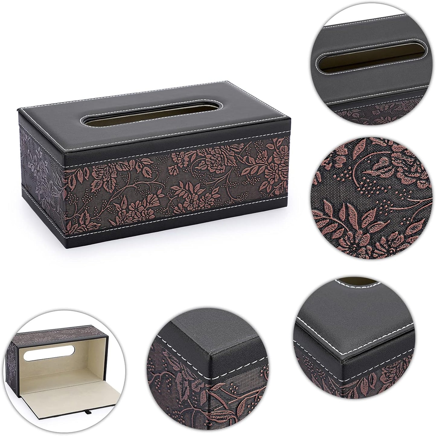 Sumnacon Tissue Box Cover Rectangule Leather Tissue Box with Magnetic Bottom,Stylish PU Tissue Box Holder for Bathroom Toilet Bedroom Living Room Desk Table Office Car