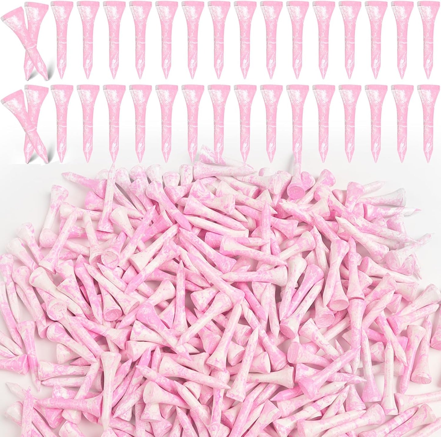 Amy Sport Golf Tees Styllish Bamboo Wooden Coloured Painted Bulk 200 Pack 1 1/2 3 1/4 2 3/4 Inch Tee, Enhanced Visibility Color Purple Pink Green Blue, Practice for Men Women