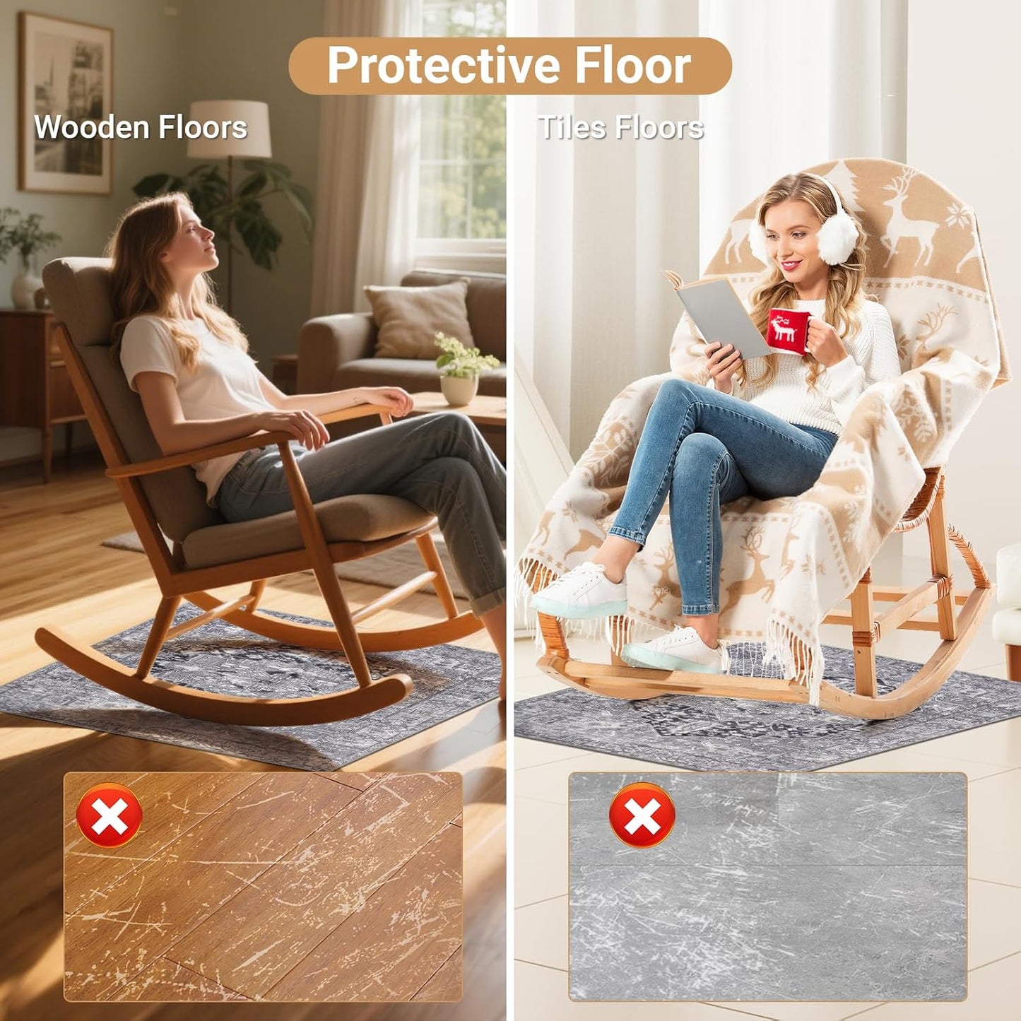 Recliner Chair Mat, Recliner Pads for Hardwood Floors, Non Skid Rubber Furniture Gripper Pads for Recliners, 31.5inch Diameter Low Pile Heavy Duty Non Slip Multi-Purpose Desk Chair Mat Rug