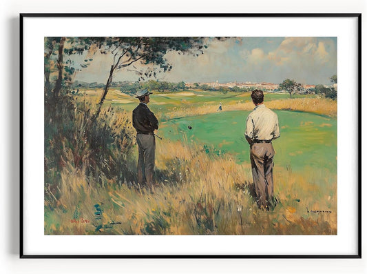 Vintage Golf Course Premium Giclee Fine Art Prints - Antique Style Golf Course Painting Posters, Golf Wall Art, Aesthetic Golfing Poster for Home Office Decor, Ready to Frame