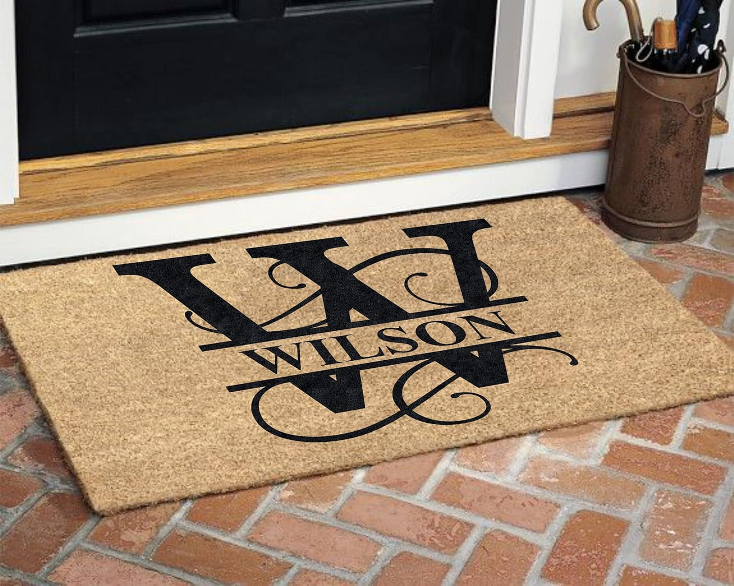 MRC Wood Products Personalized Split Monogram 24" x 36" Custom Doormat Door Mat for Front Door (24" x 36")