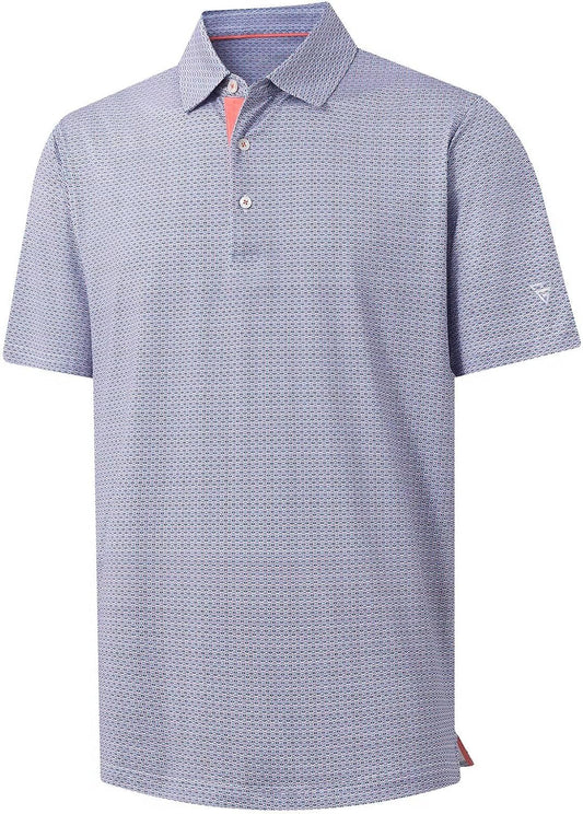 M MAELREG Mens Golf Shirt Short Sleeve Dry Fit Print Moisture Wicking Performance Patterns Collared Polo Shirt