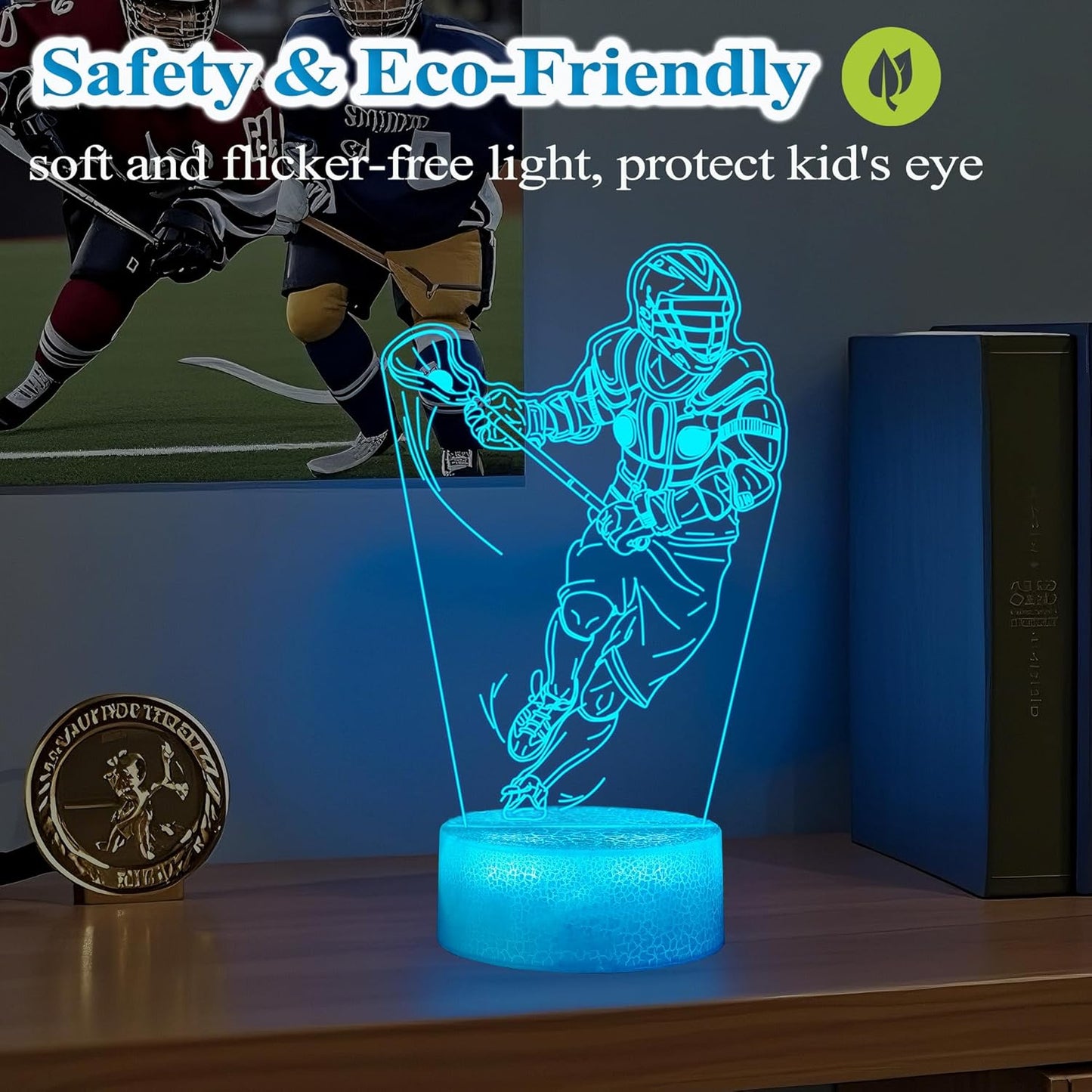 Lacrosse Gifts for Men, Lacrosse Night Light with Remote Control, 16 Colors Changing, Timer, RGB Flashing Mode and Dimmable, Gifts for Boys Christmas Decor
