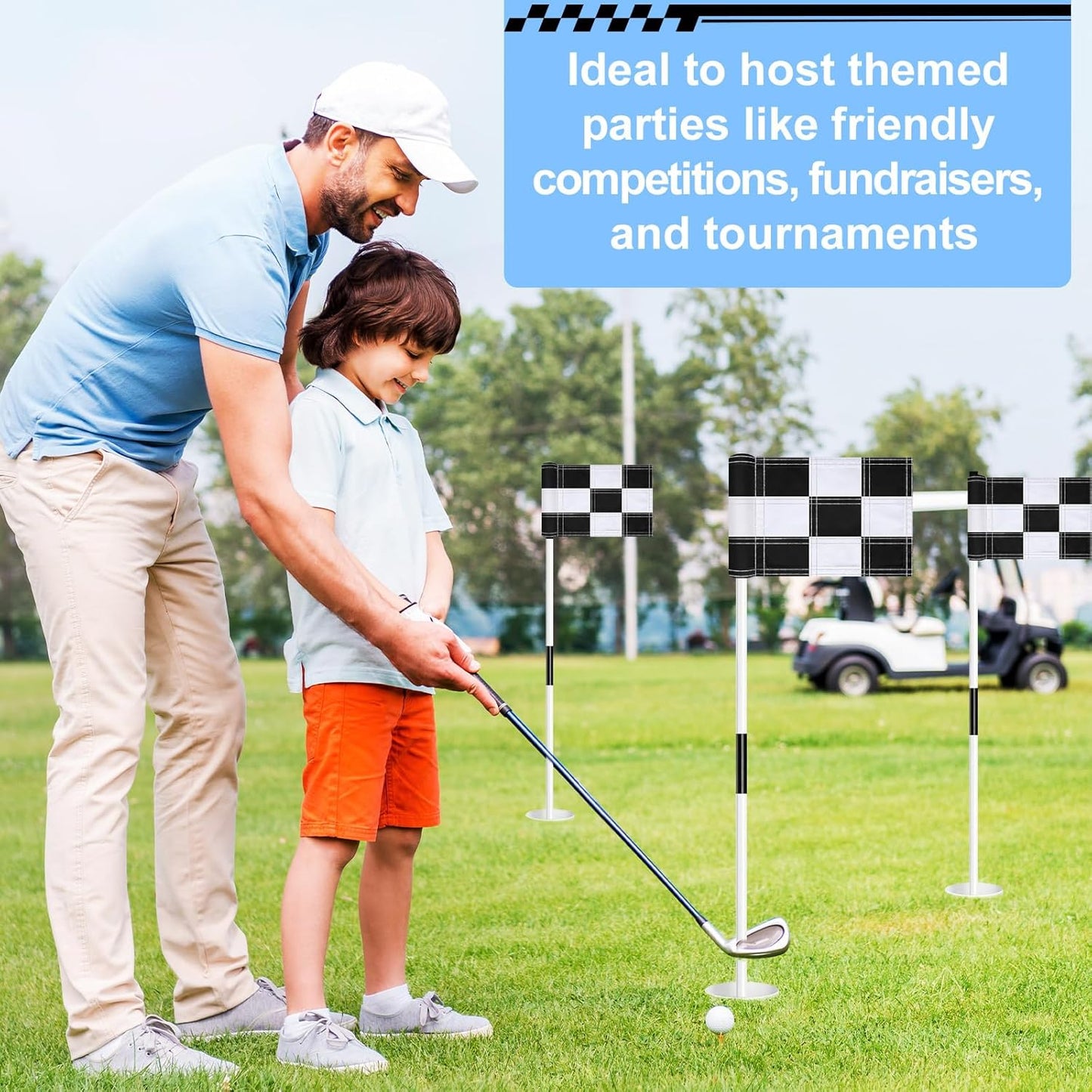 6 Pack Checkered Golf Flags 8 x 6 inch Portable 420D Nylon Training Target Flag with Tube Inserted Mini Practice Putting Green for Garden Yard Indoor Outdoor