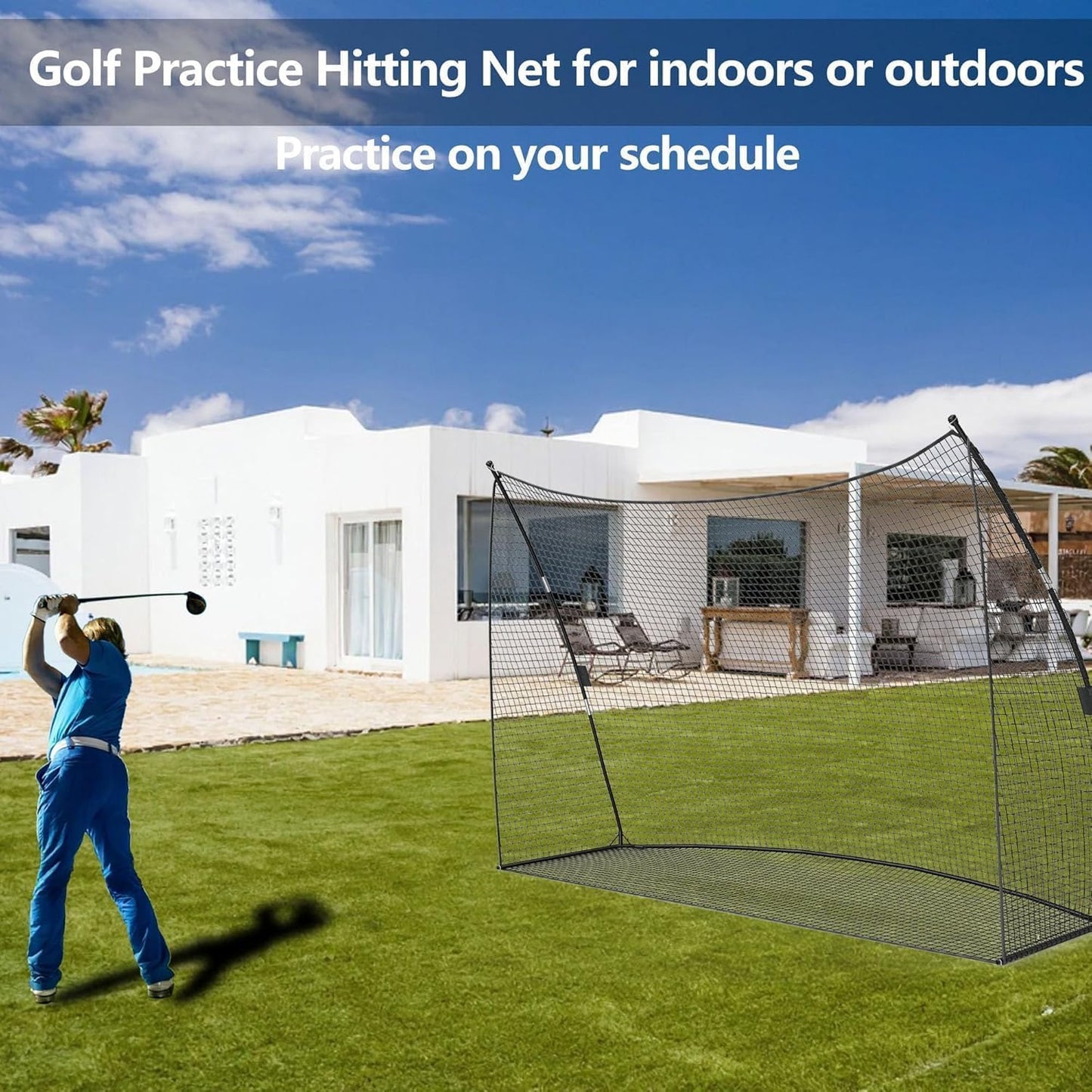 Golf Practice Net 10x7 FT, Golf Hitting Nets for Backyard, Includes Carry Bag, Perfect for Swing and Chipping Training, Outdoor and Indoor Portable Training Golf Equipmet