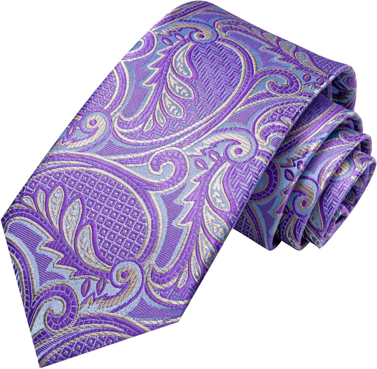 Hi-Tie Men 63inches Tie Set Extra Long Necktie Paisley Tie Pocket Suqare Cufflinks Big and Tall Men Tie