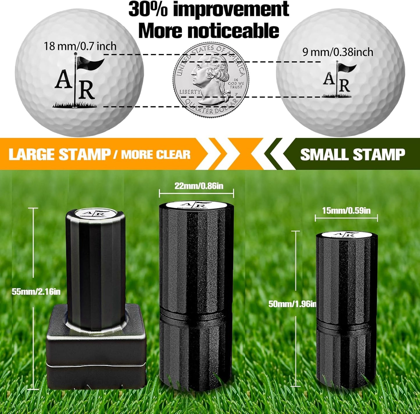 ONFAON Custom Golf Ball Stamp, Personalized Name Golf Ball Marker Stamp with Monogram Logo, Reusable Inking Customized Golf Stamper Accessories Gifts for Golfers