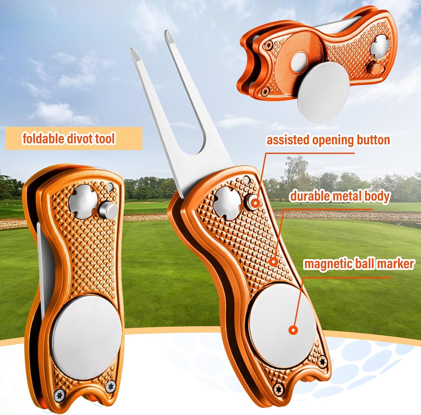 Liliful 12 Pcs Golf Accessories Kit, Include Golf Ball Bag with Hook Towel Tees Magnetic Ball Marker Divot Tool Cleaner Brush for Women Man Gifts