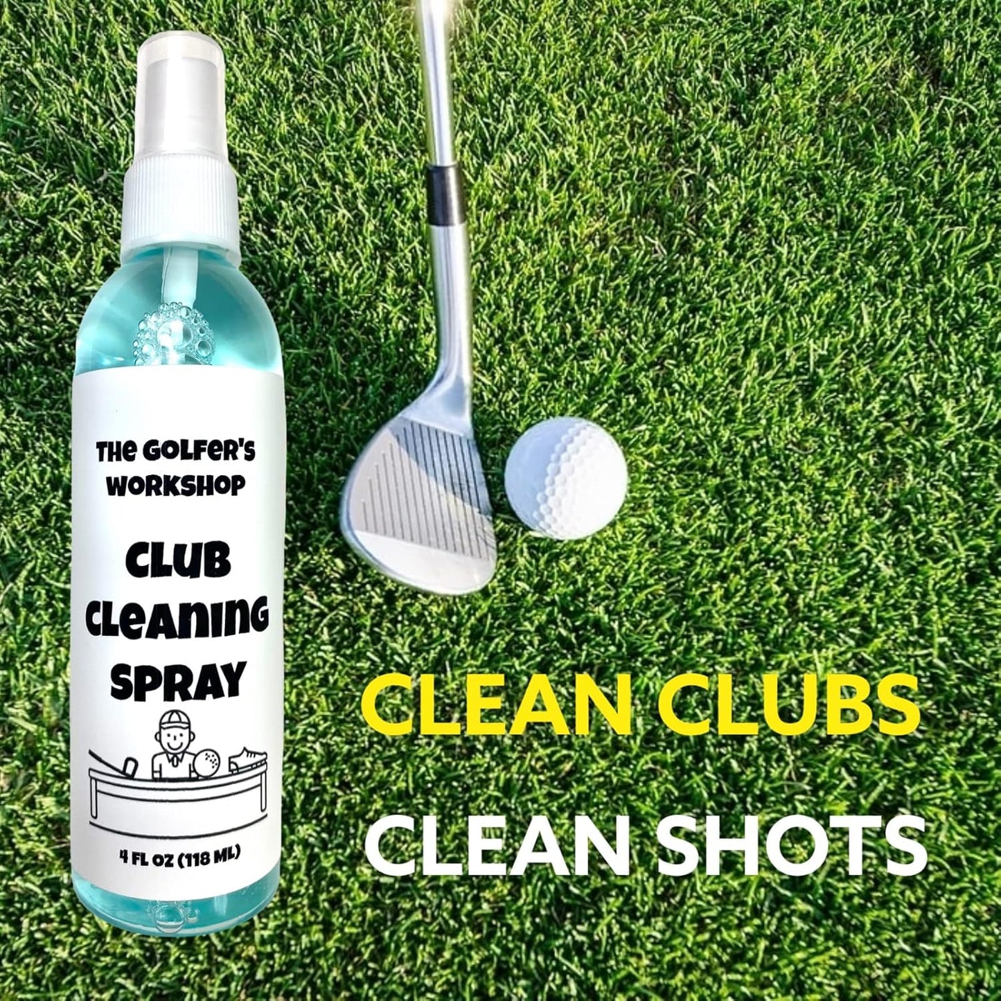 The Golfer's Workshop Club Cleaning Kit - 4oz Spray, Golf Club Brush with Groove Cleaner, 2ft Retractable Zip-line, Carabiner Clip (Pink)