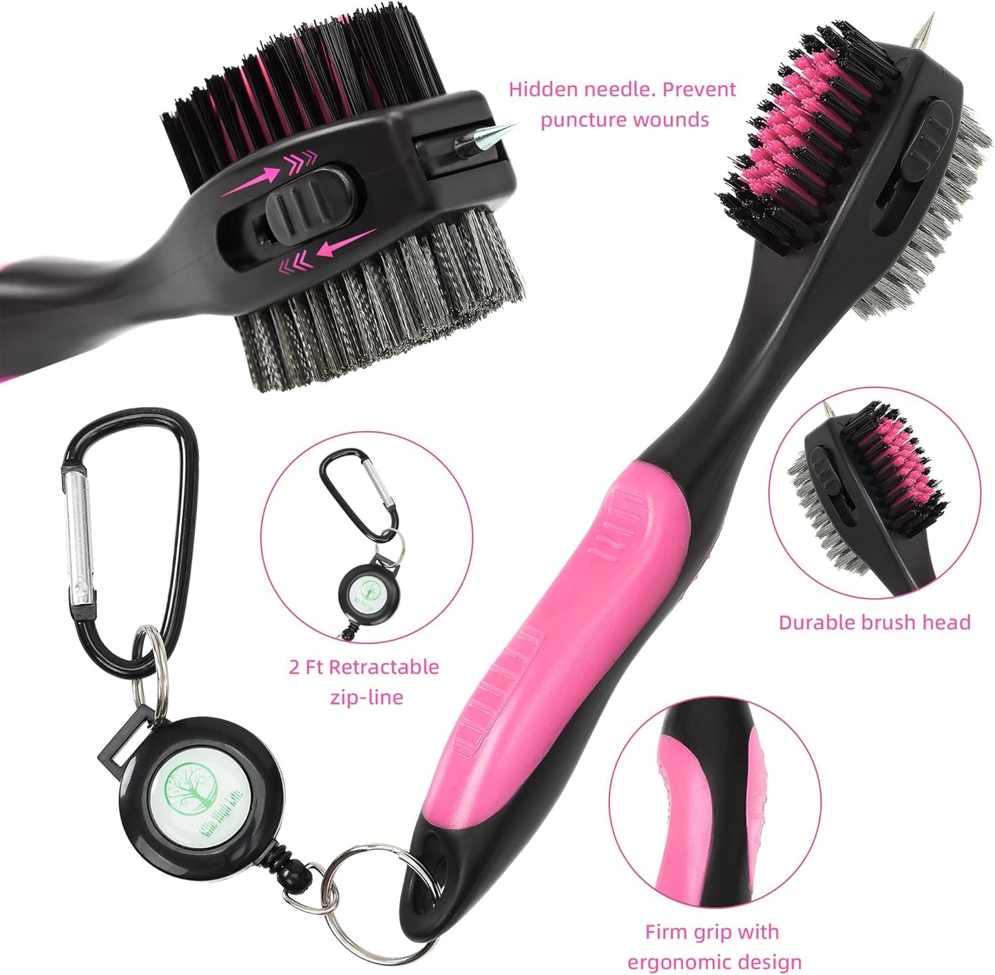 Mile High Life Golf Towels - Microfiber Waffle Pattern Tri-fold, Brush Tool Kit with Club Groove Cleaner with Retractable Cord and Clip, for Men Women, Golf Gift