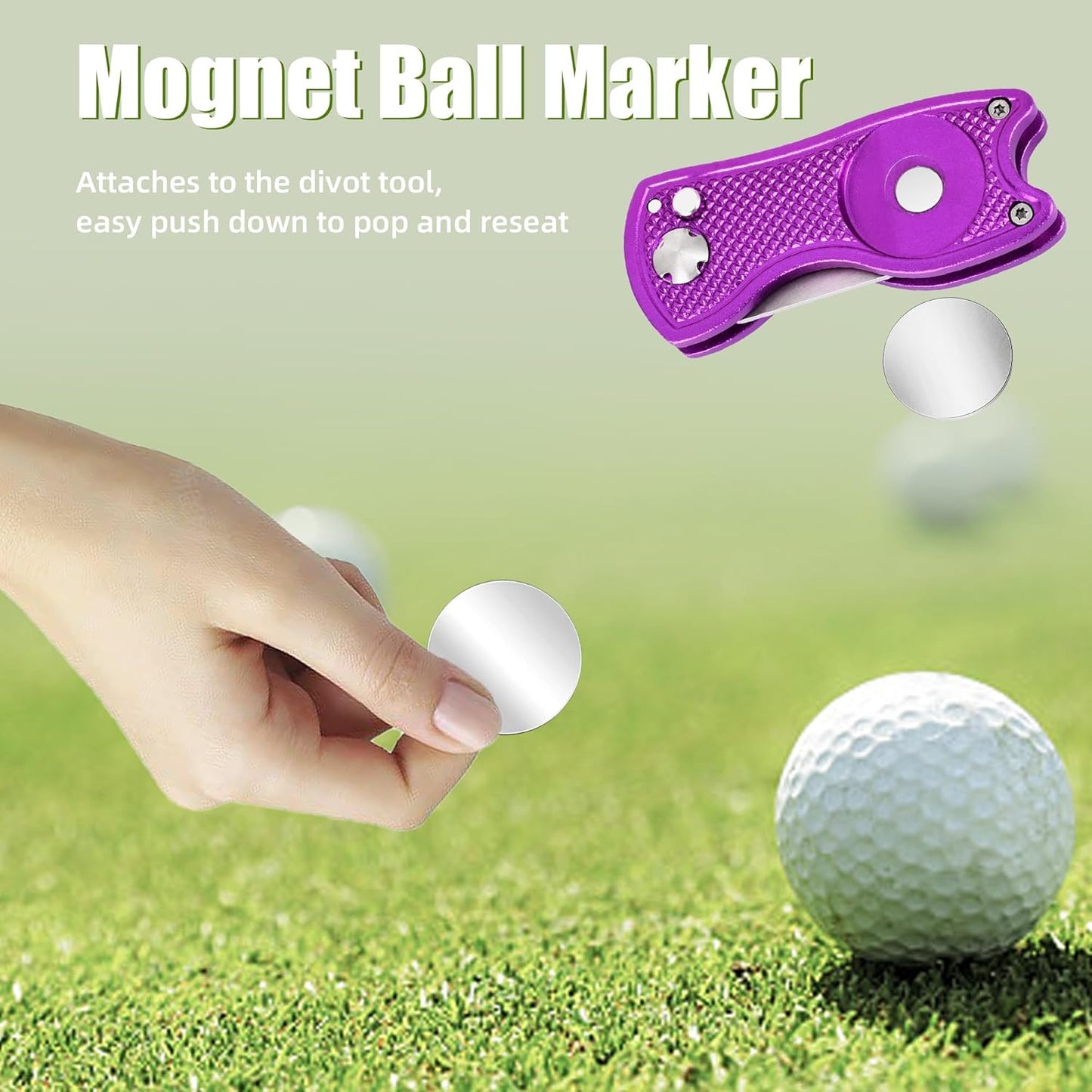 Mile High Life Golf Divot Repair Tool, All Metal Foldable Divot Tool with Pop-up Button & Magnetic Ball Marker, 2-6 Pack