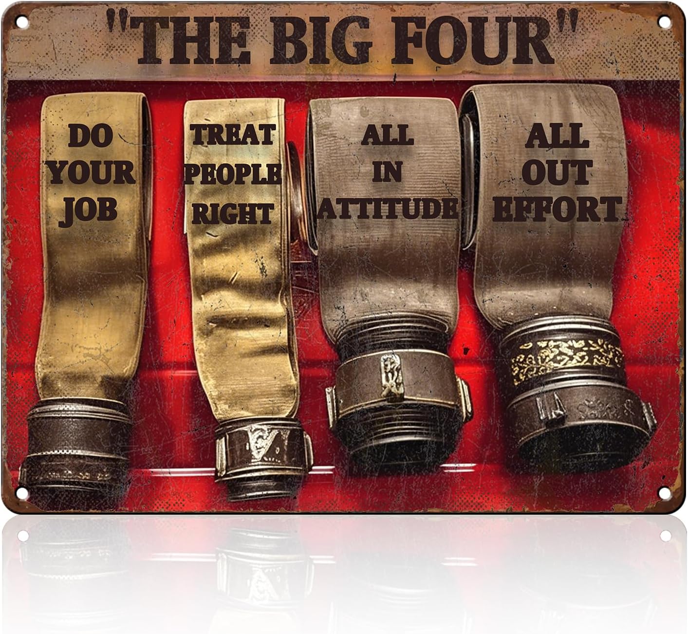 The Big Four Firefighter Do Your Job Firefighter Metal Tin Sign 12x16 Inch Retro Firefighter Metal Poster Plaque Fun Firefighter Tin Sign Home Kitchen Garden Bar Coffee Man Cave Wall Decor