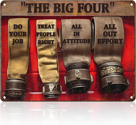 The Big Four Firefighter Do Your Job Firefighter Metal Tin Sign 12x16 Inch Retro Firefighter Metal Poster Plaque Fun Firefighter Tin Sign Home Kitchen Garden Bar Coffee Man Cave Wall Decor