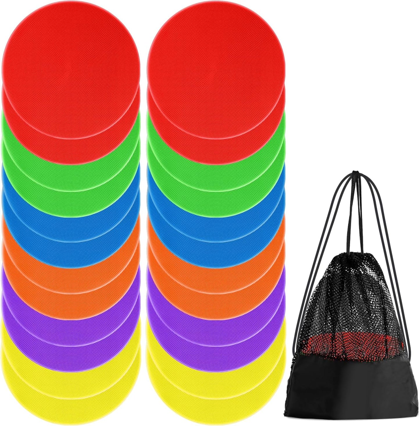 Poly Spot Markers for Gym Floor 4.72/6/9 Inch 24 Pcs Poly Spots, Non-Slip Rubber Floor Dots Agility Markers Flat Cones for Sports Soccer PE Training, Dance, Classroom Activities