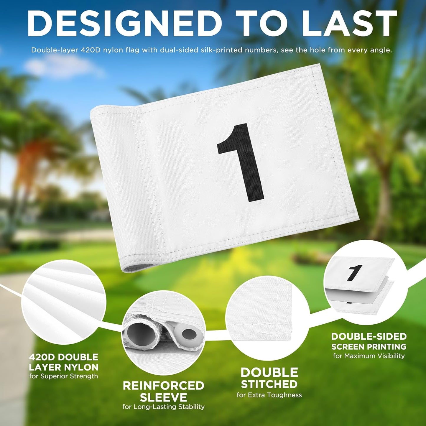 KINGTOP Golf Flagstick Mini, Putting Green Flag for Yard, All 3 Feet, Double-Sided Numbered Golf Flags, Golf Pin Flag Hole Cup Set, Portable 2-Section Design, Gifts Idea