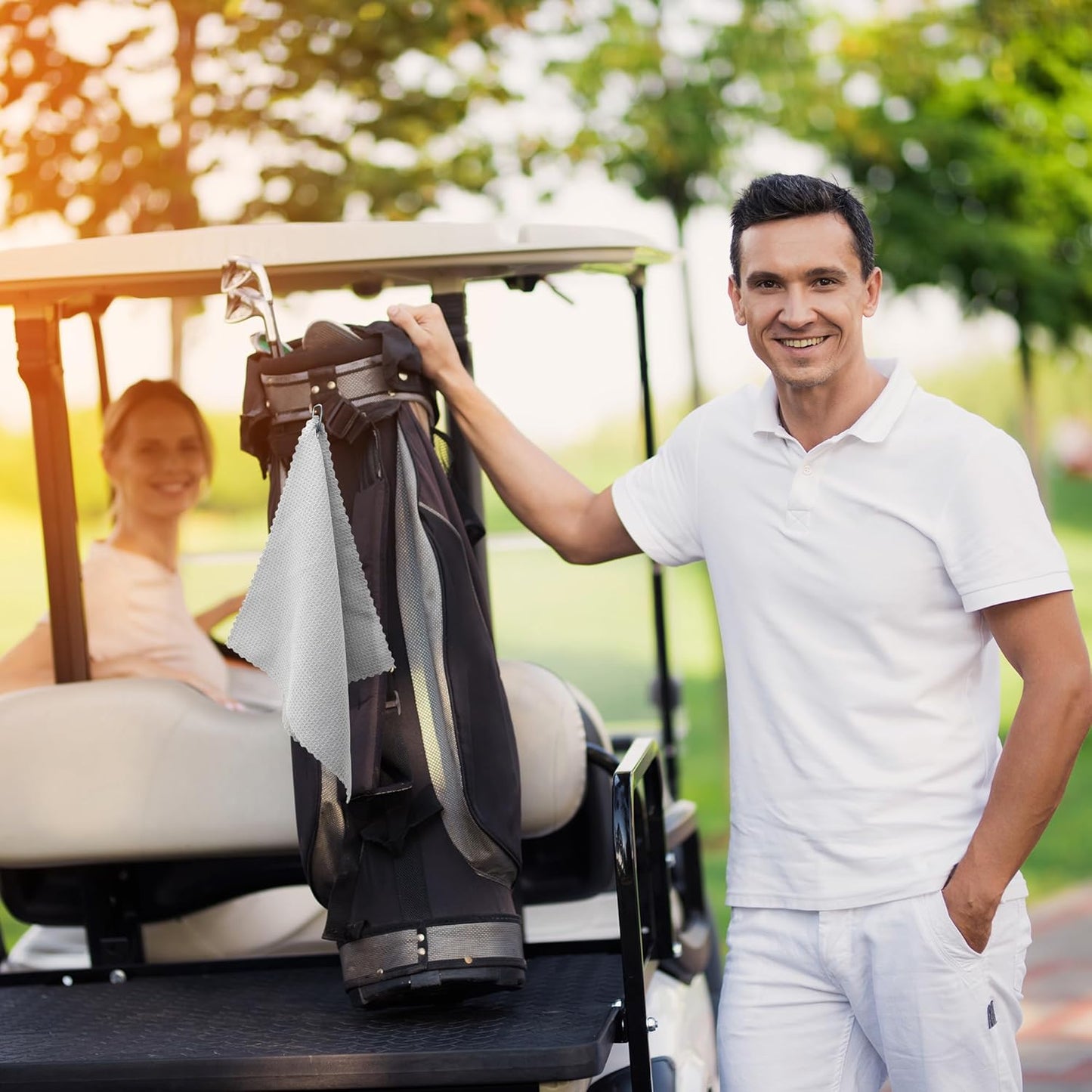 6 Pcs Golf Bag Towels,16" X 16",Microfiber Waffle Pattern for Golf Bags Towel for Men Women,Fishing Essentials Gifts with Carabiner Clip,Dish Cloth,Kitchen Clean Towels