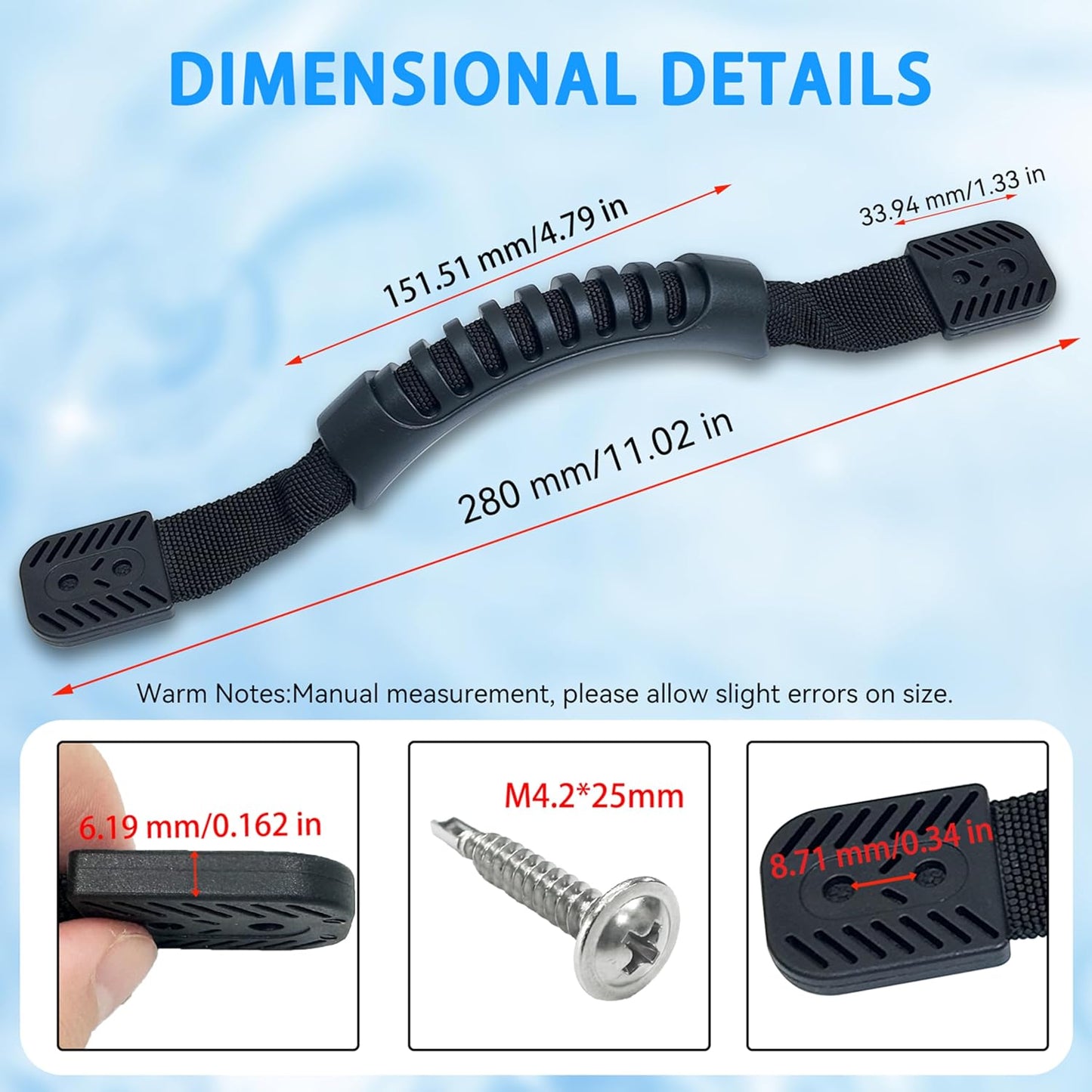 Kayak Pad Eyes/Kayak Handle,Pad Eye with Rivets; Kayak Handle with Accessories, Suitable for Multi-Brand Boats, Canoe Accessories, Luggage, Tether Cleats, etc