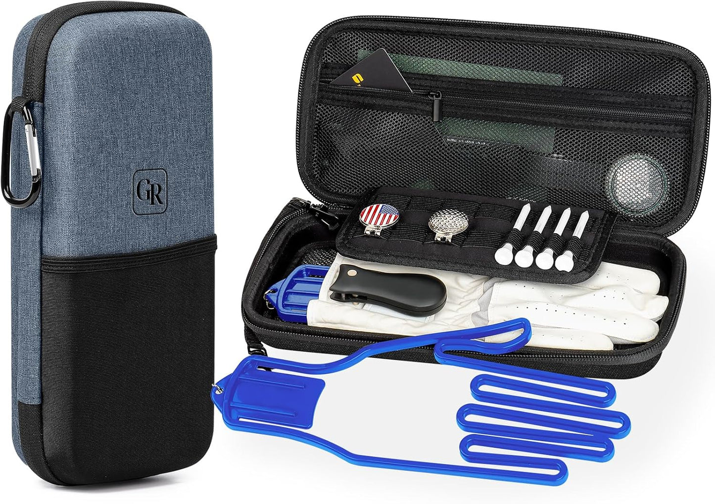 Active Carbon Fabric Odor - Absorbing Golf Glove Holder Case with Glove Shaper - Fits Golf Club Bag, Multifunctional Golf Organizer for Phone, Tees, Divot Tool, Golf Gifts for Men & Women