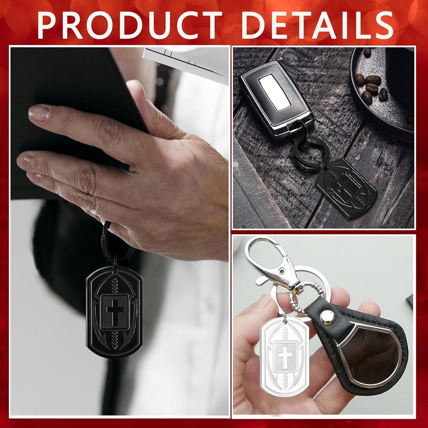 Football/Baseball/Soccer/Basketball Keychain for Men First Communion Baptism Confirmation Mens Gifts