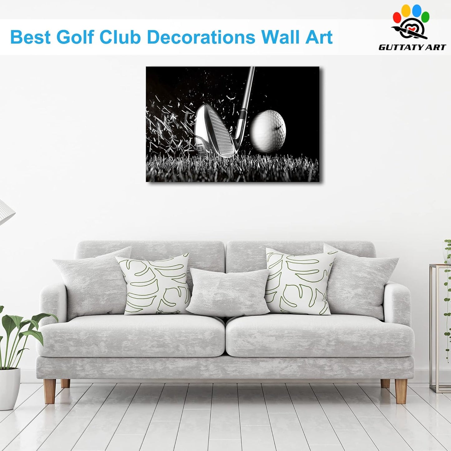 Canvas Wall Art, Play Golf Ball Wall Art Painting Prints for Living Room Wall Decor, Sport Golf Clubs Poster Picture for Bedroom Kitchen Decor, Framed Artwork for Office Home Decoration 24x36 Inches