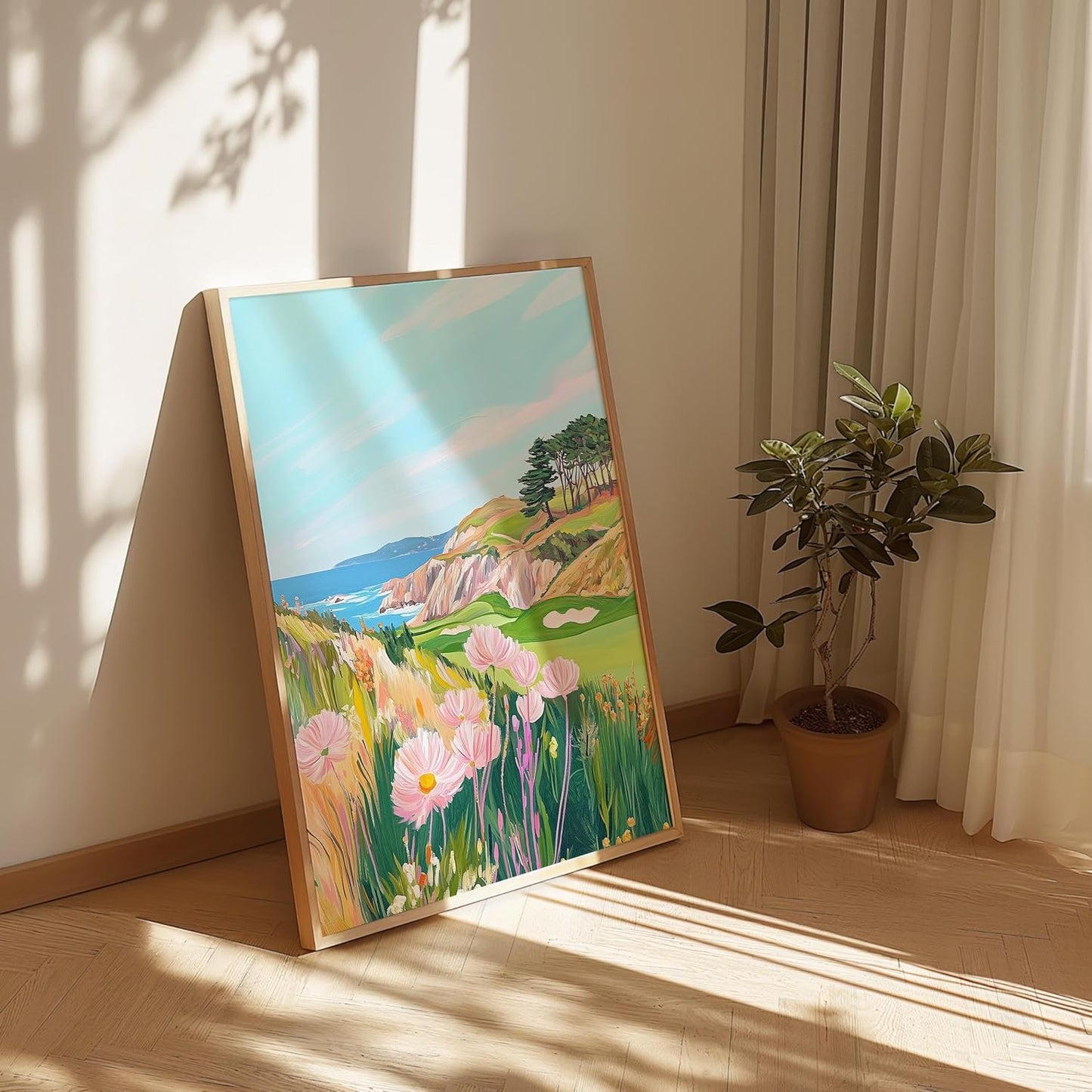 Golf Course Floral Pastel Art Print Posters - Premium Giclee Fine Art Prints - Golf Course Home Decor Posters, Golfer Art Prints for Home and Office Decor - Vintage Aesthetic, Ready to Frame