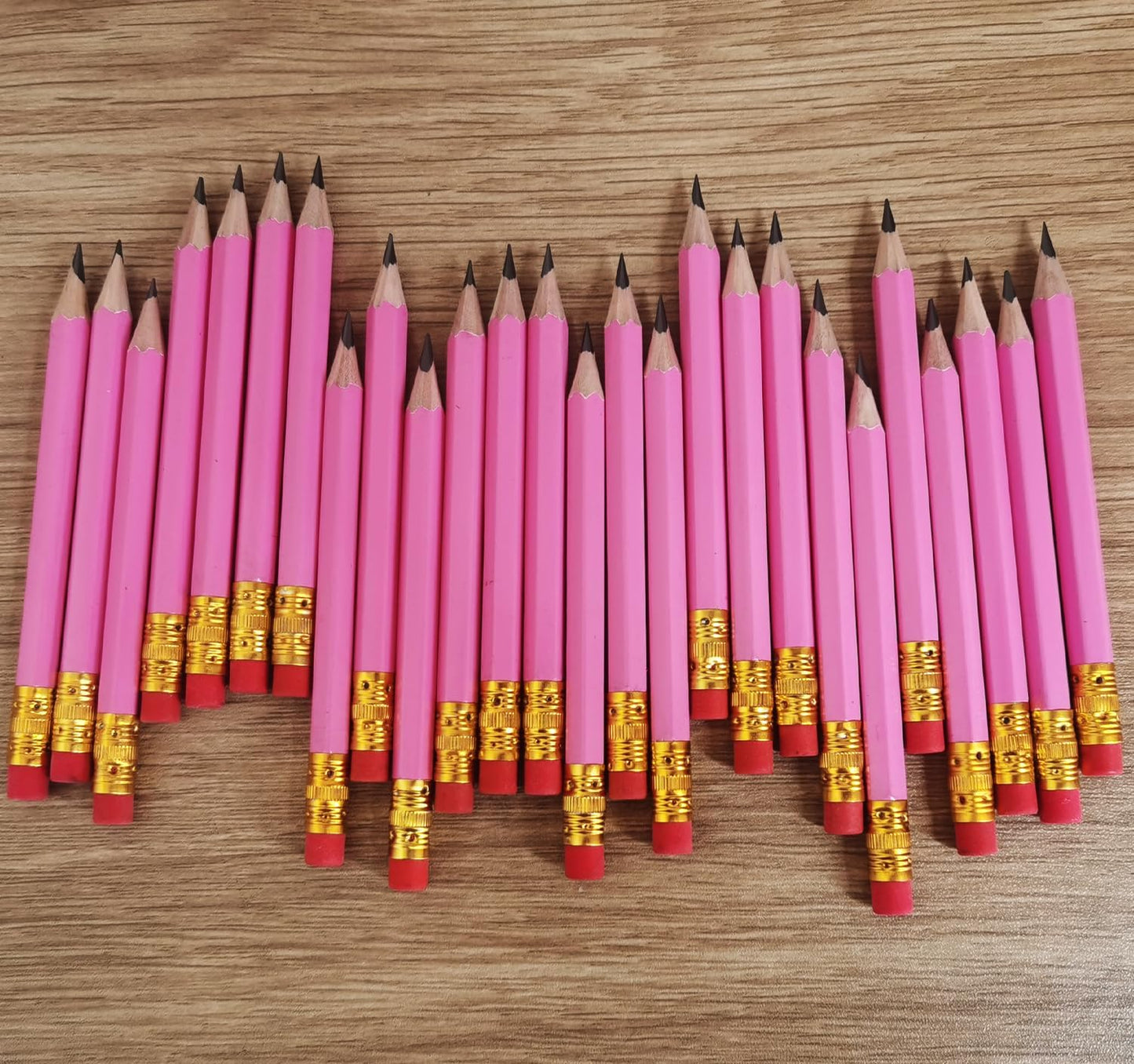 Adhere 25pcs Golf Pencils with eraser Hexagon Wooden Pencils Graphite 2B for Golf Event Scoring,Classroom,Wedding,Company Meetings,Pew, Pocket (z-Pink・Hexagon・50pcs)