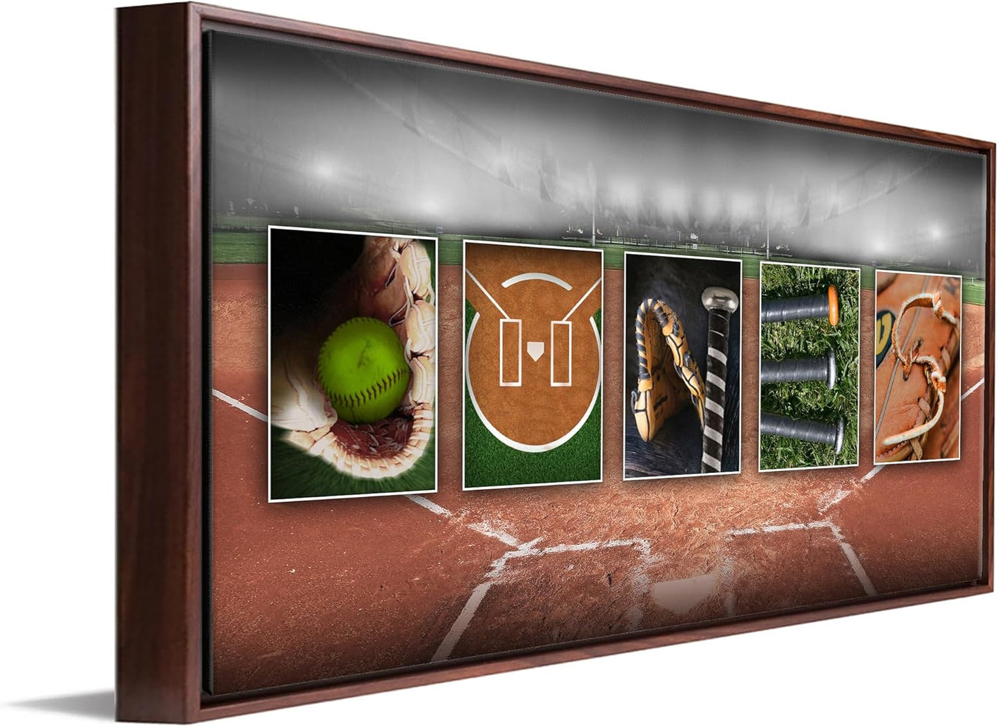 Personal-Prints SOFTBALL Personalized Décor or Gift for the Softballer, Softball Coach, or League | Customized Softball Name Wall Art Gift (16"x32" Float Framed Canvas)