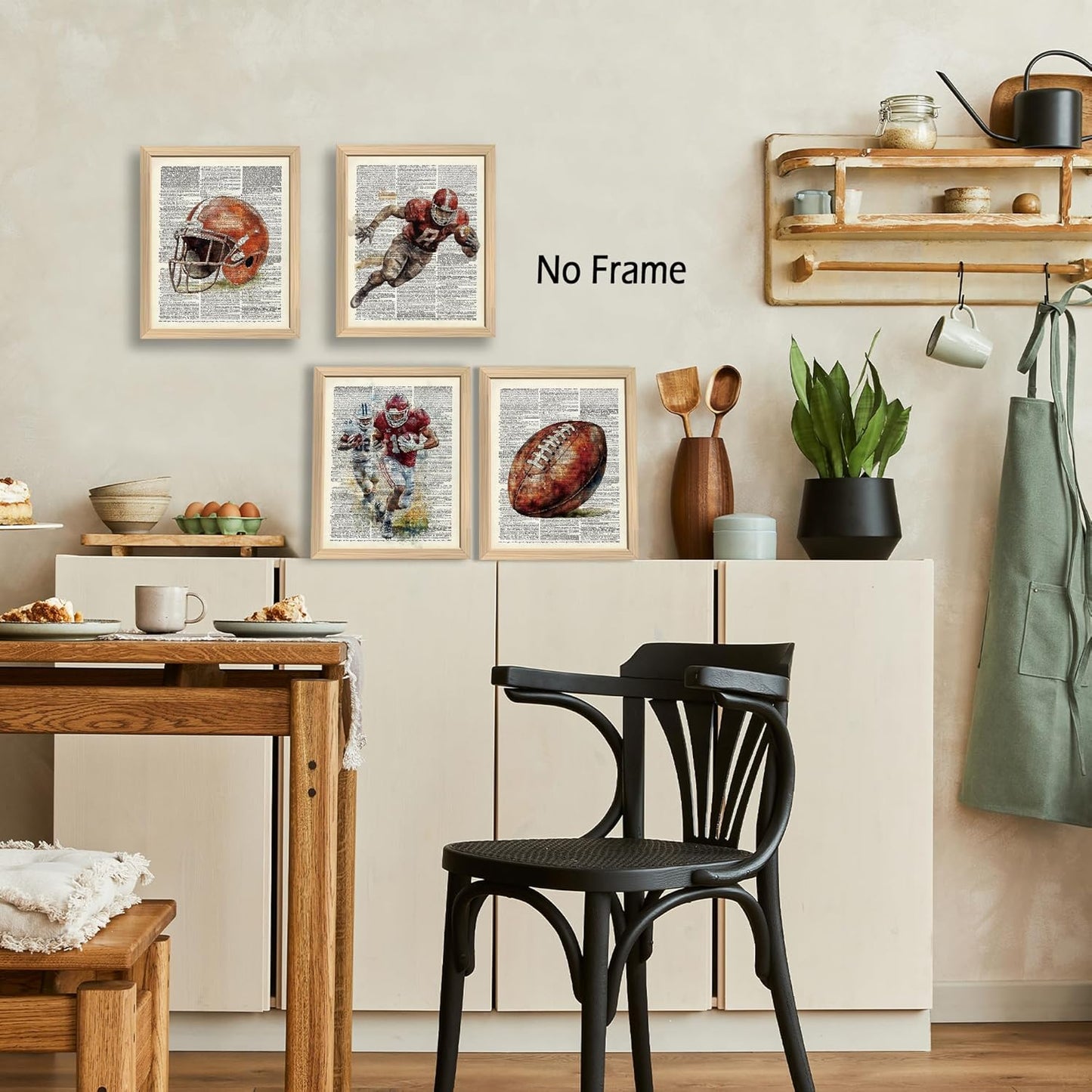 KSDUT Retro Rugby Wall Decor Art Set of 4 - Vintage Artwork Poster Prints Gym Club Wall Decor Rugby Gifts Wall Art for Office Games Sports Room Decorations - 8"x10" Unframed