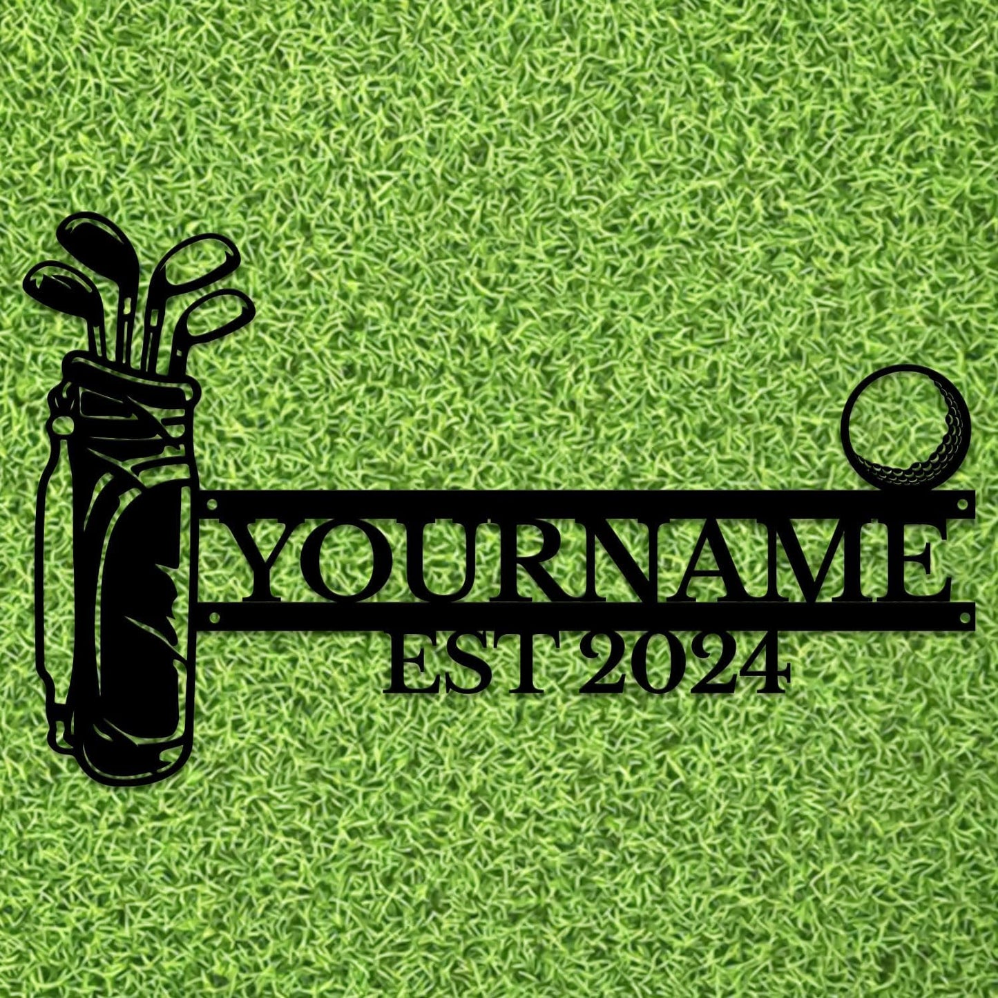 Golf Art Metal Signs,Custom Golf Metal Name Signs,Personalized Golf Signs,Black Golf Metal Wall Art Signs,Golfball Home Outdoor Metal Signs (Style H)